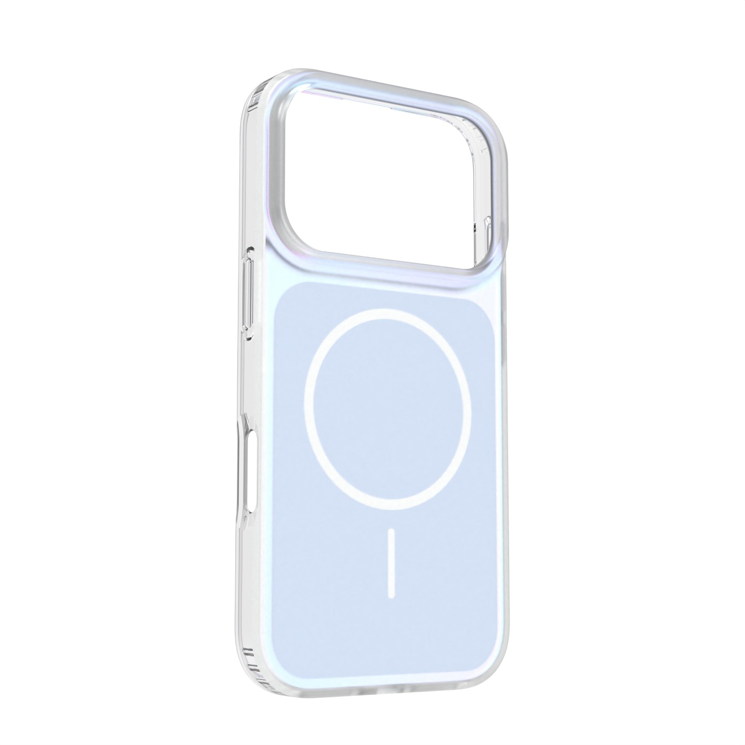 Przezroczyste etui na telefon z magnetycznym kółkiem ładowania.