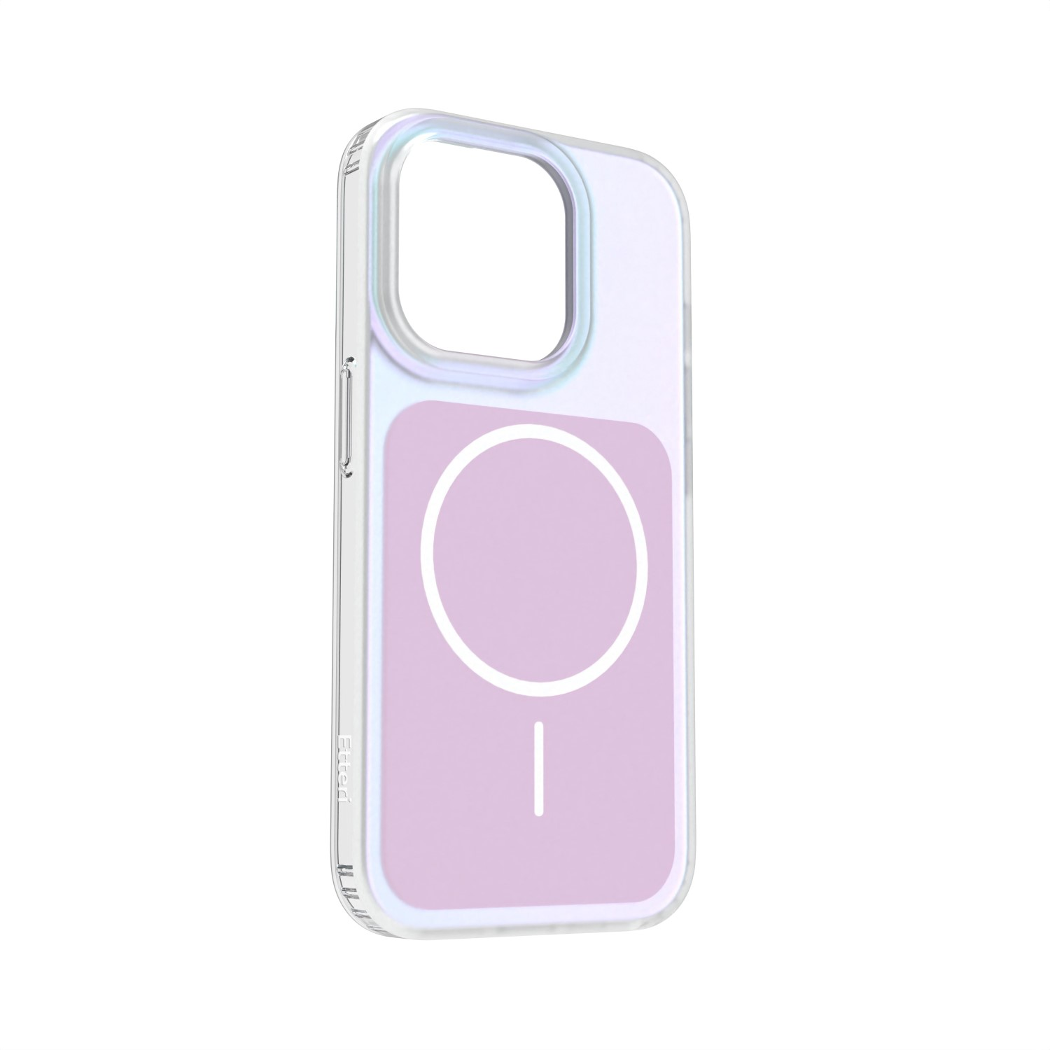 Custodia trasparente per telefono con design a cerchio MagSafe viola.