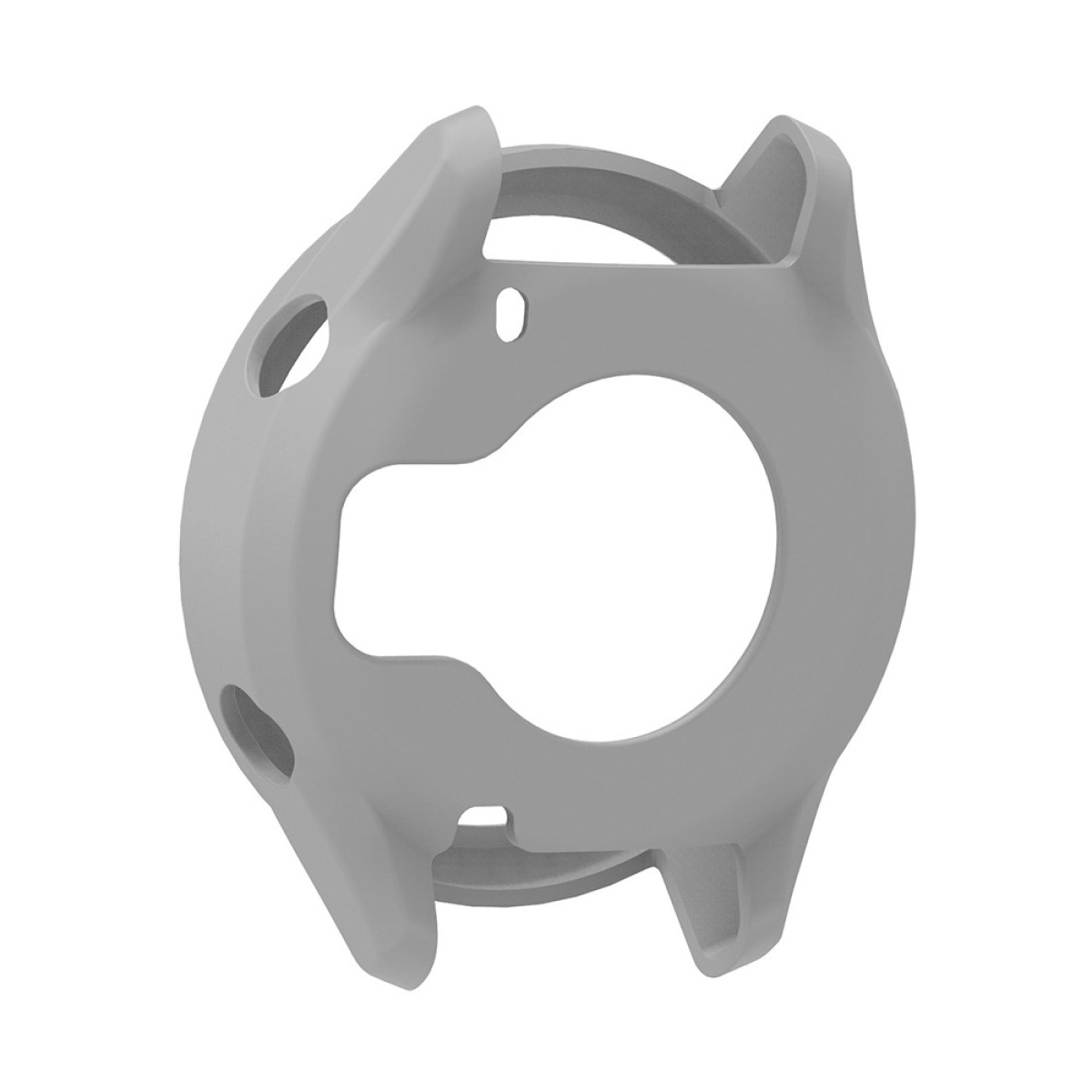 Custodia protettiva grigia per smartwatch con ritagli per pulsanti e schermo.