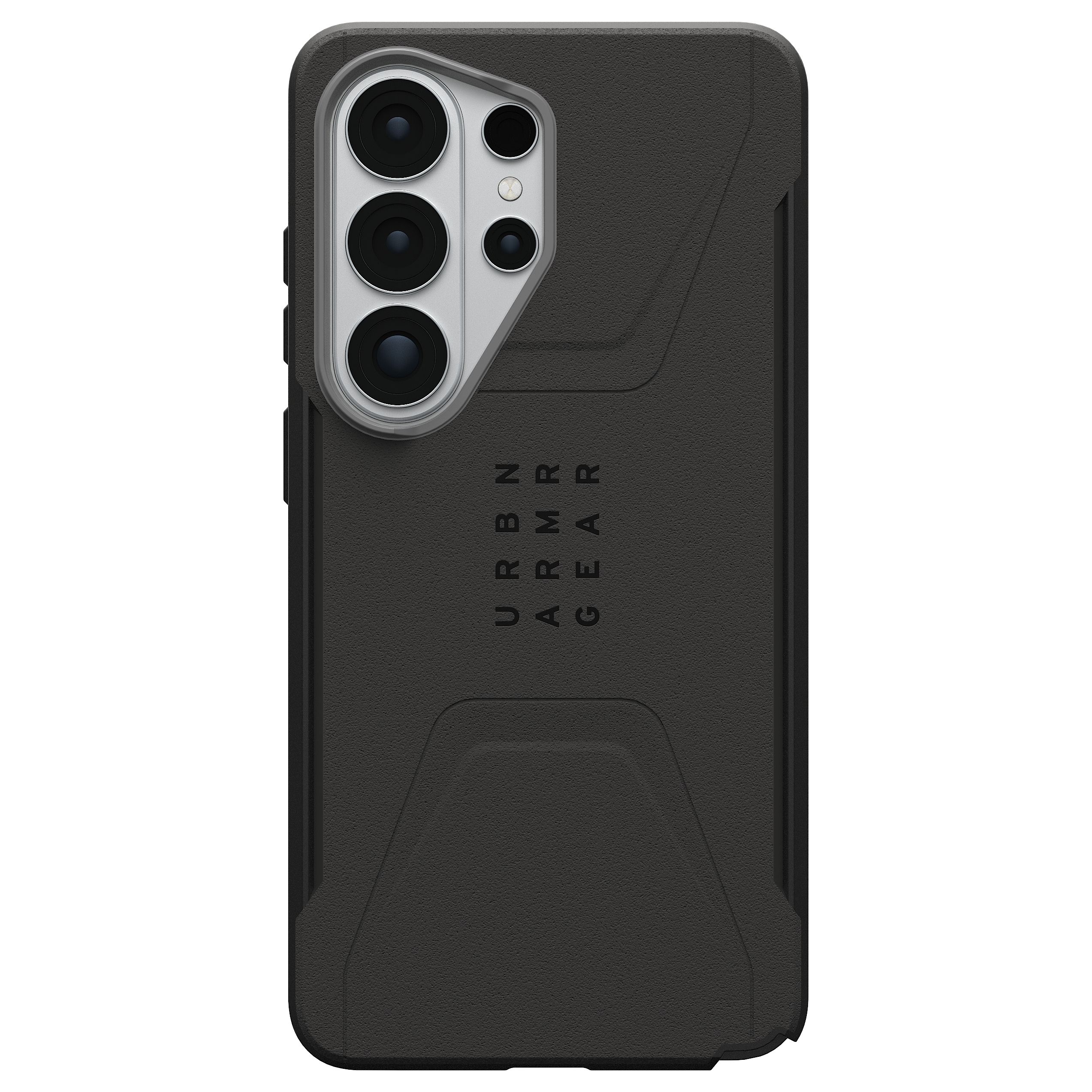 Schwarzes Smartphone-Case mit drei Kameralinsen und Textur.