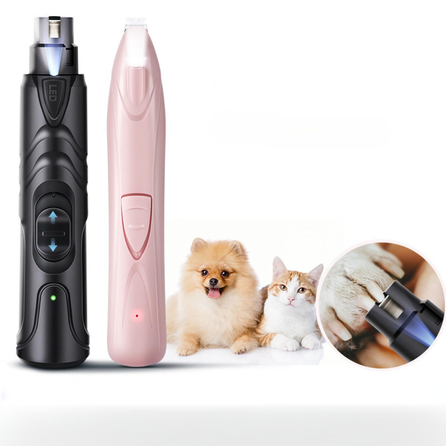 Zwei Haustier-Nagelknipser, ein Pom und eine Katze.