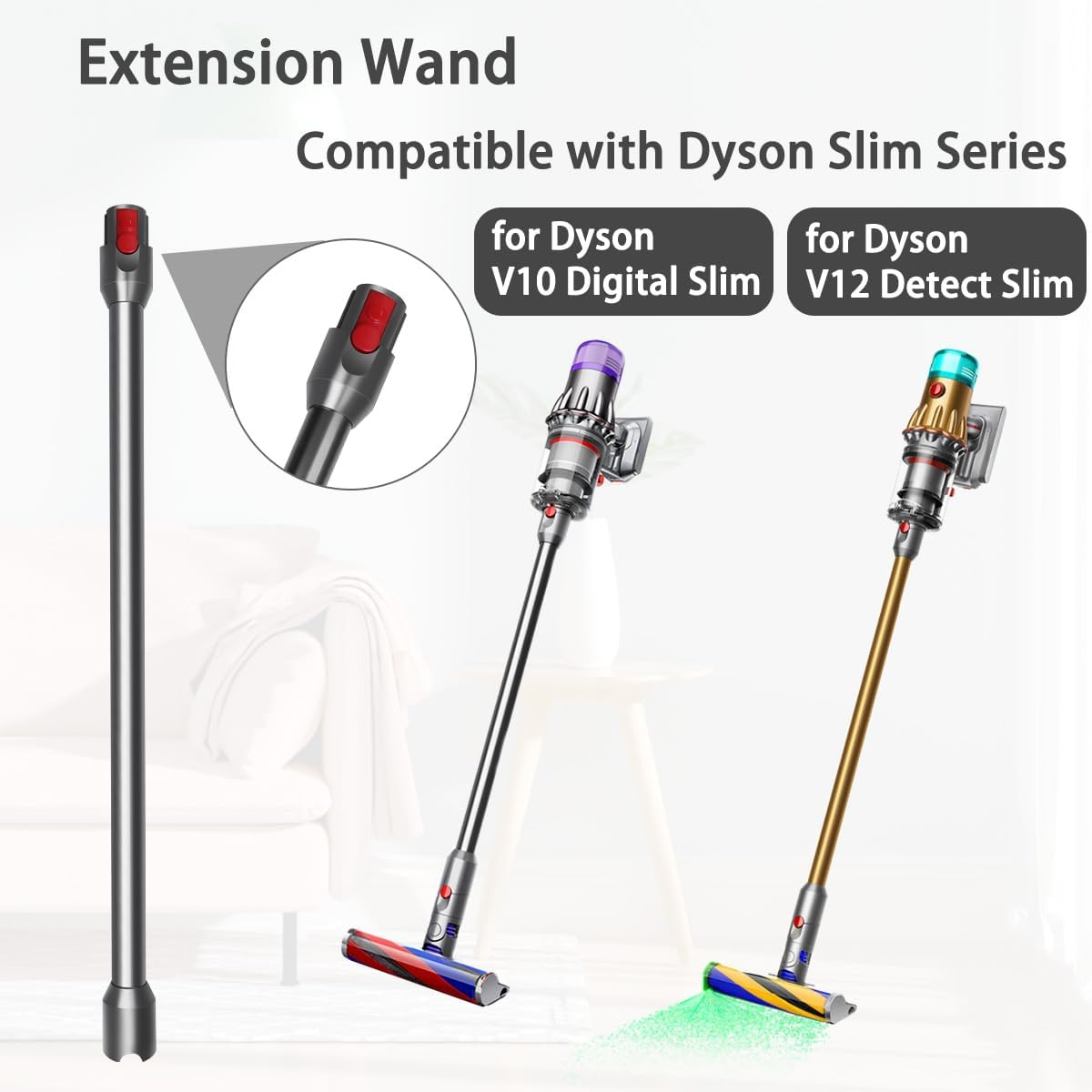 Verlängerungsstab für Dyson V10 und V12 Slim Staubsauger, grau.