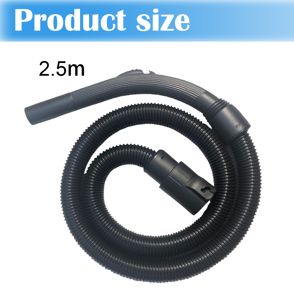 Schwarzer flexibler Schlauch für Staubsauger, 2,5 m lang.