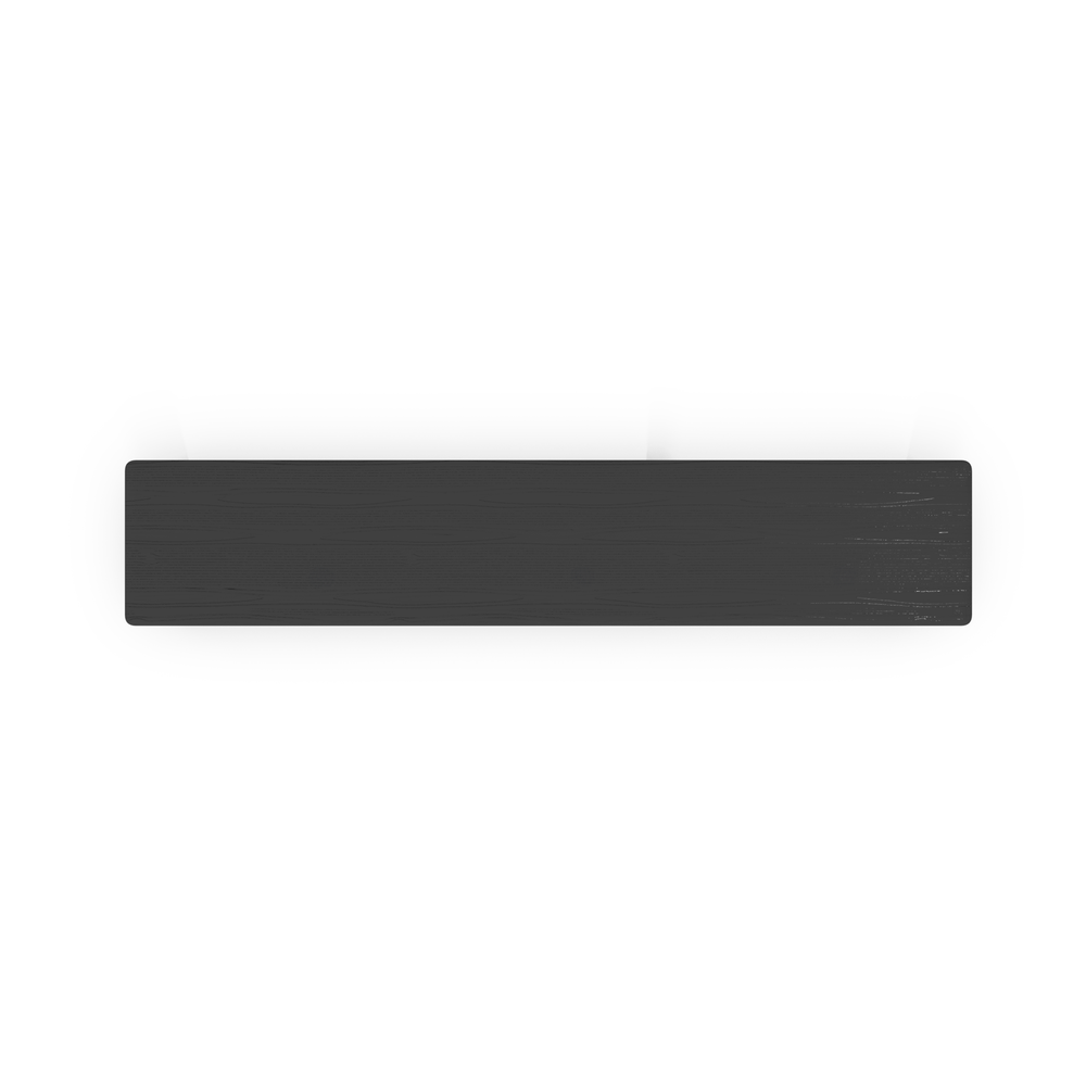 Una tabla de madera rectangular oscura con veta, aislada sobre fondo blanco.