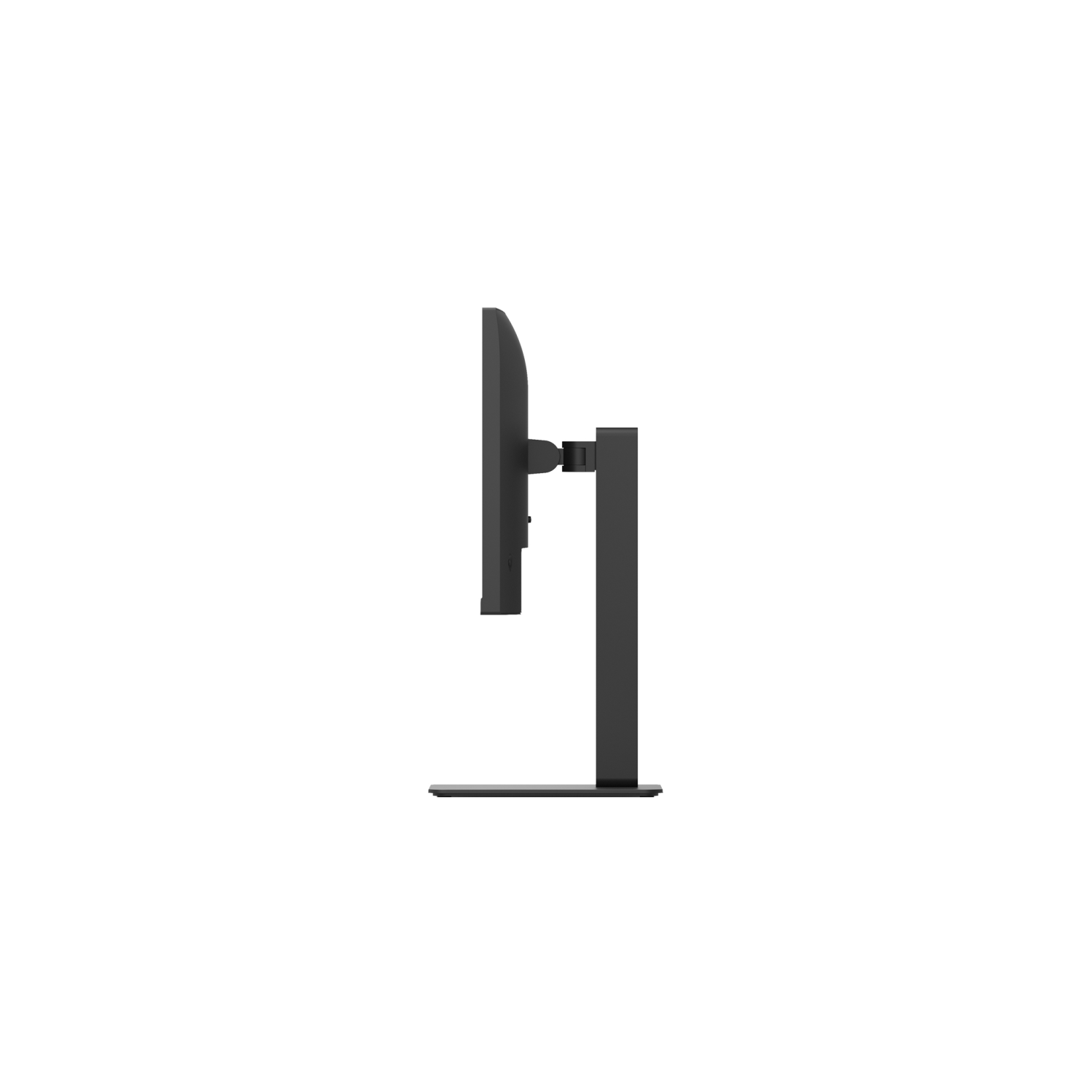 A black computer monitor shown in side profile on a white background.