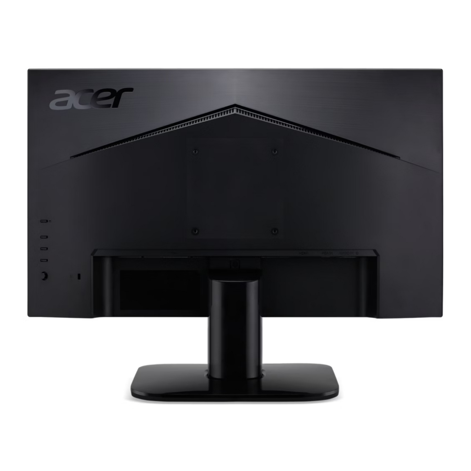 Back view of a black Acer monitor showing ports and stand.