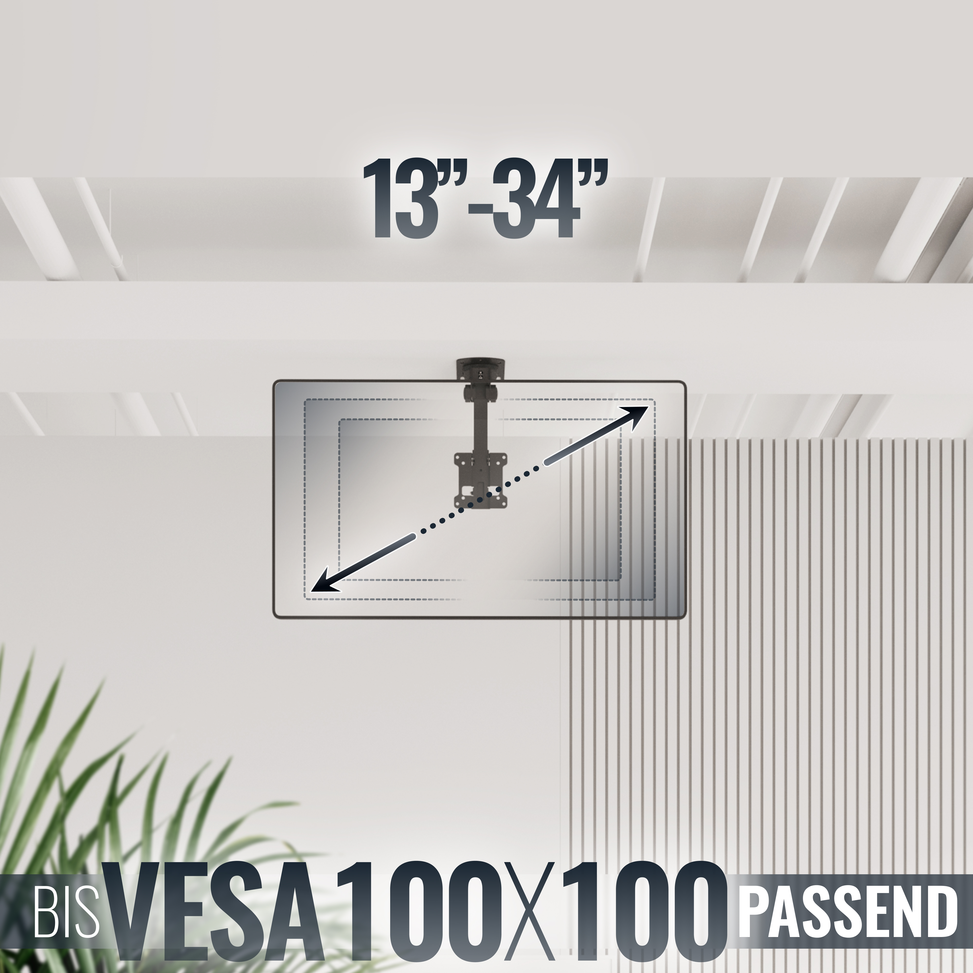 Deckenhalterung für TVs von 13-34 Zoll, VESA 100x100.