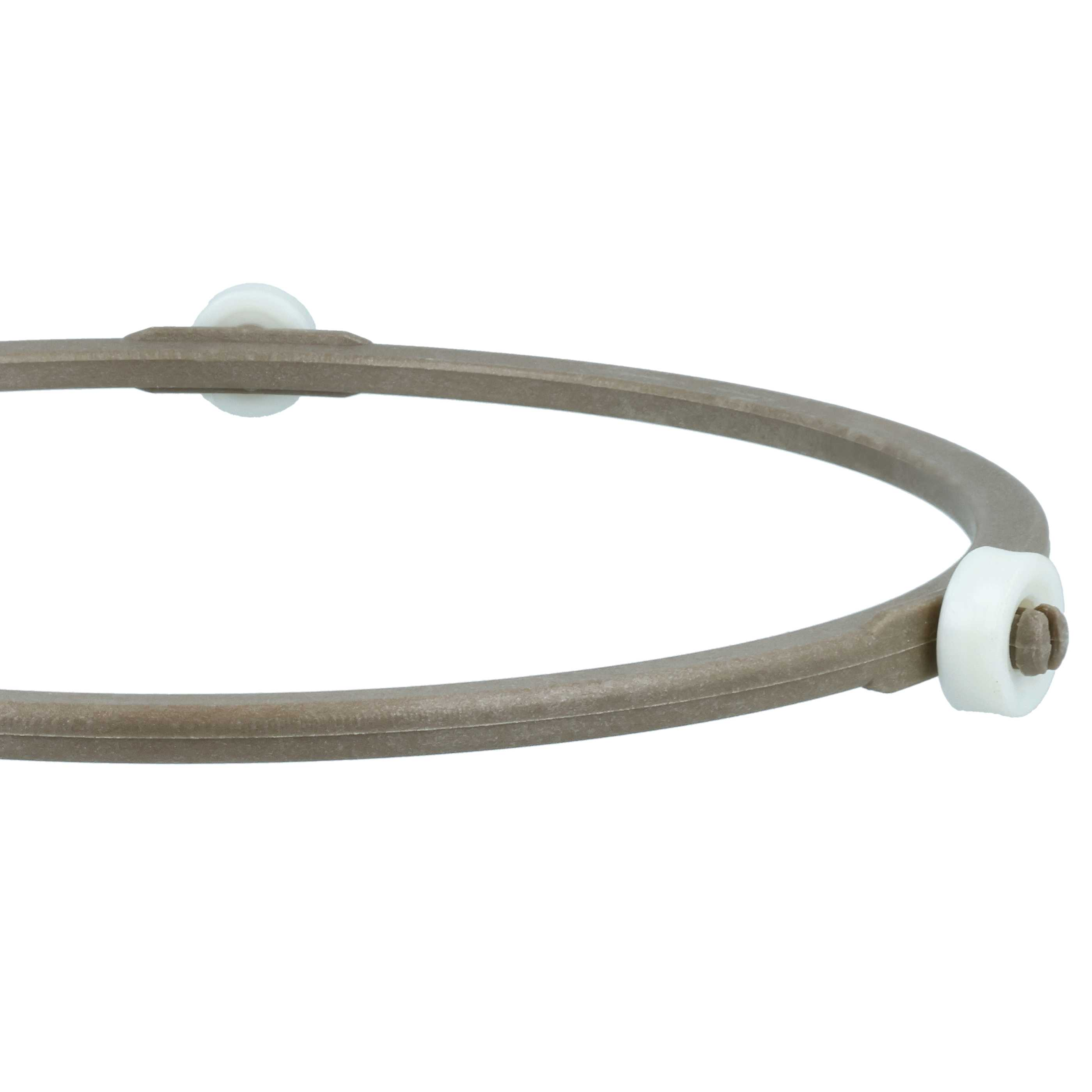 Ein grauer Ring mit zwei weißen Rollen auf weißem Hintergrund.