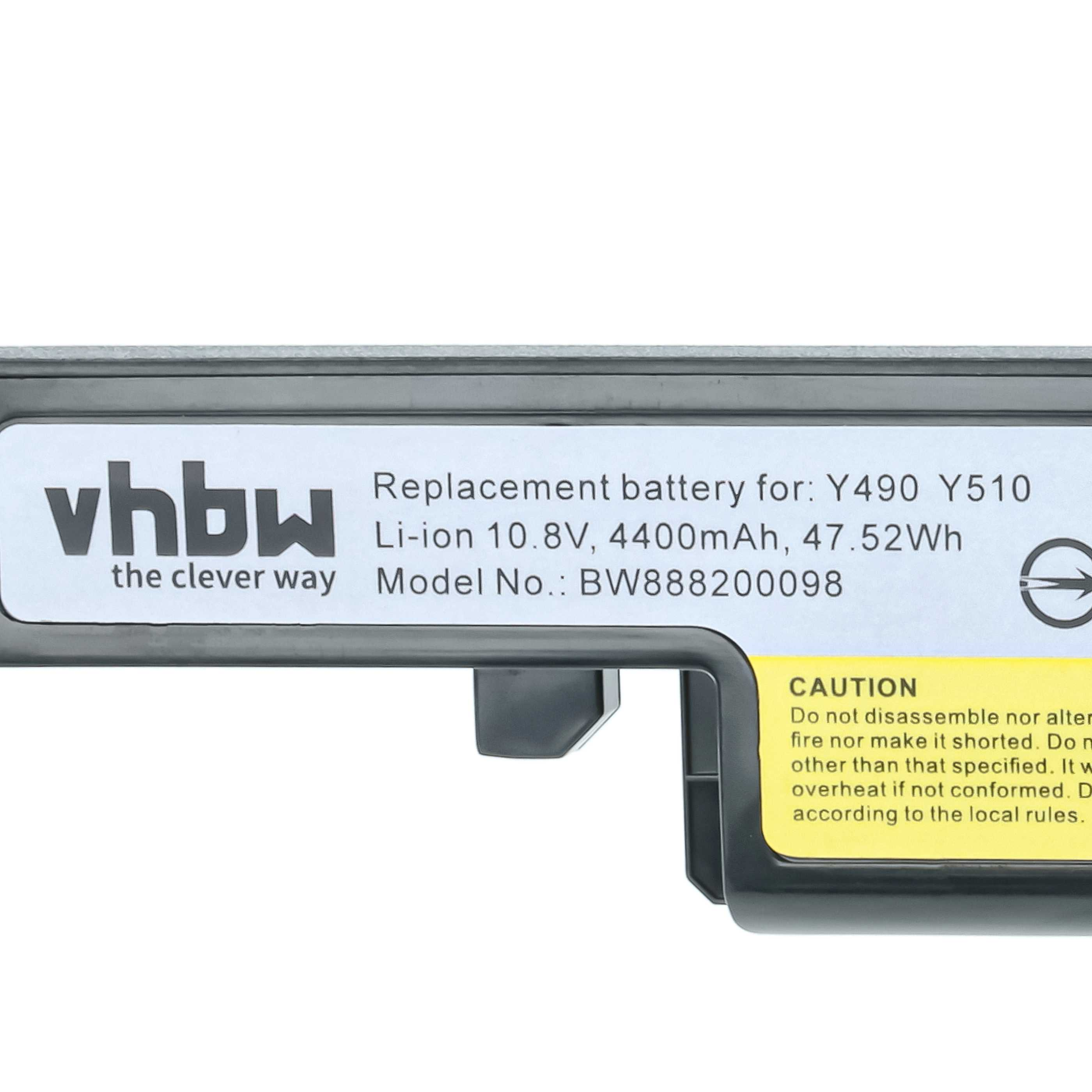 VhbW Ersatzakku für Y490 Y510. Li-ion 10,8V, 4400mAh. Achtung.