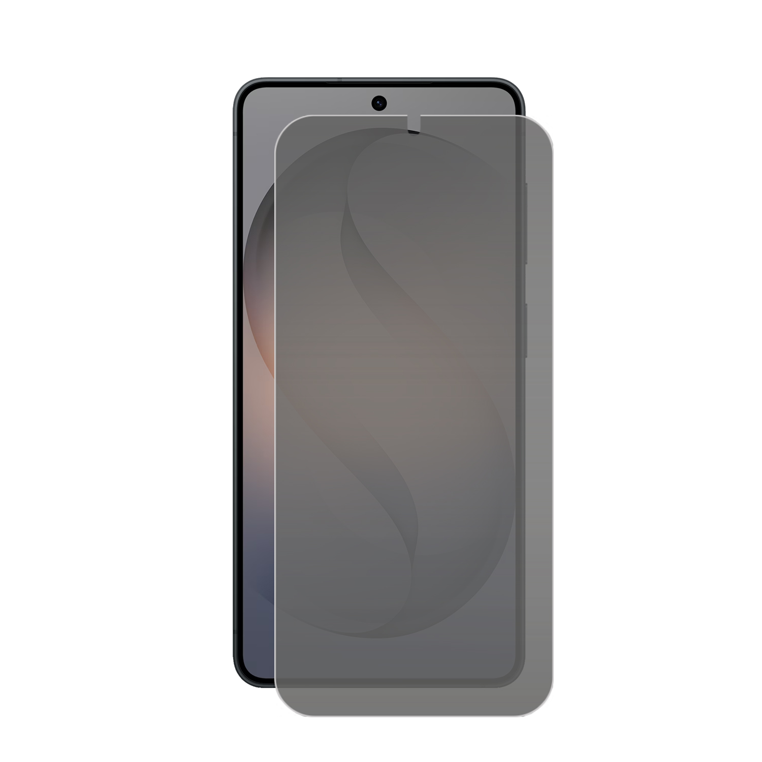 Een donkere privacy screenprotector ligt op een smartphone.