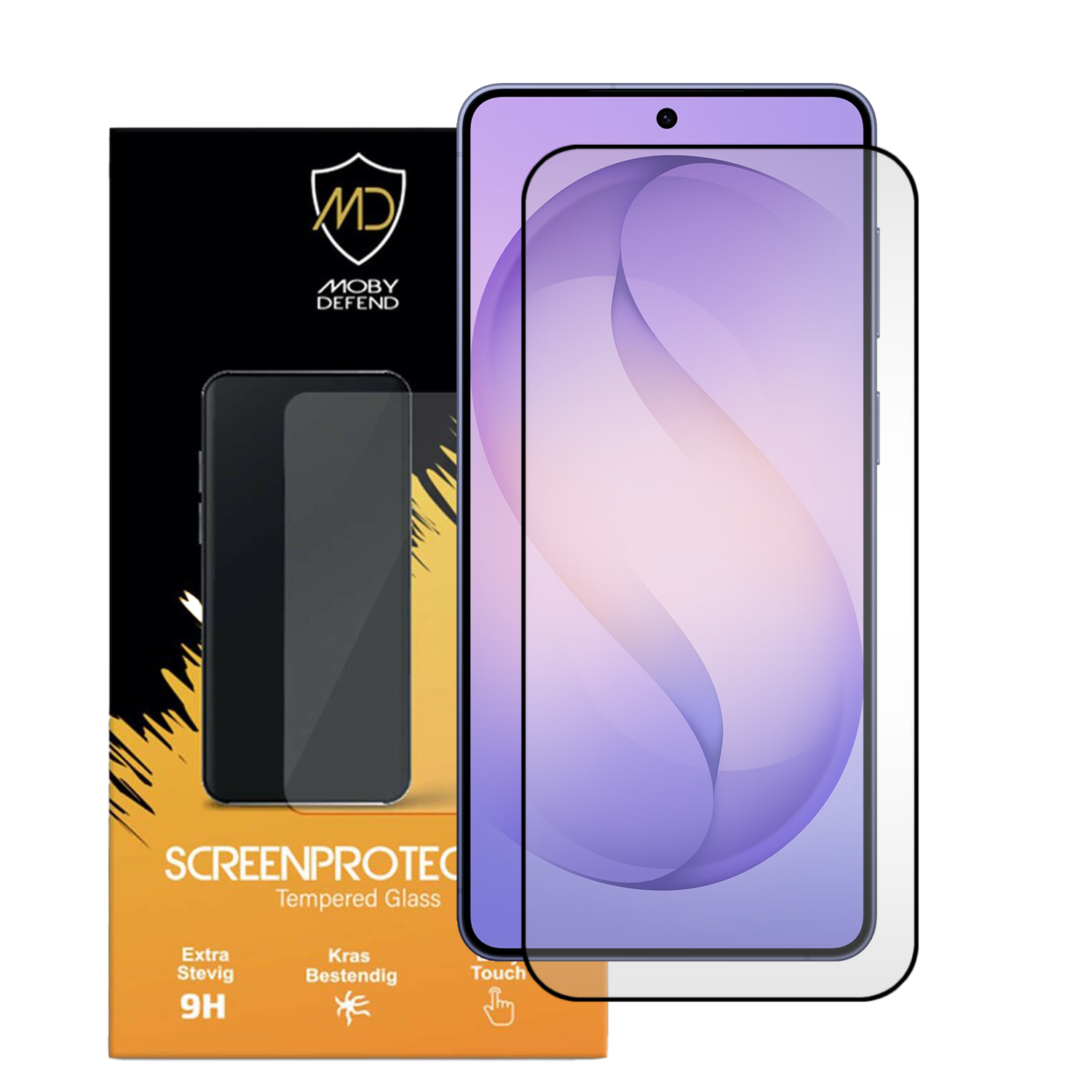 Verpakking met een screenprotector van gehard glas voor smartphone.