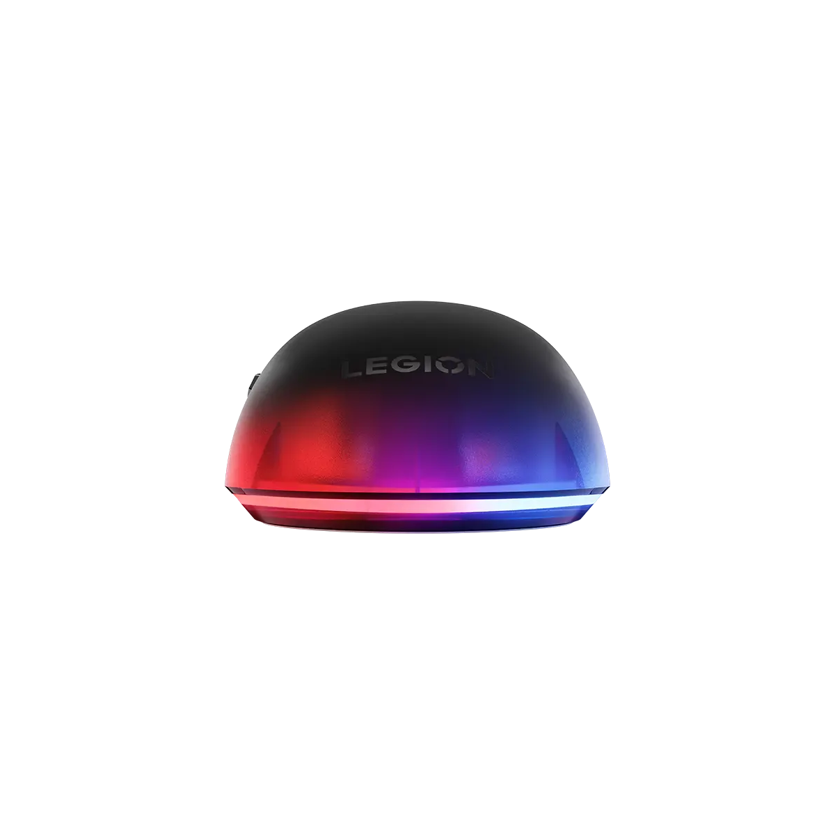 Czarna mysz gamingowa z czerwonym i niebieskim podświetleniem.