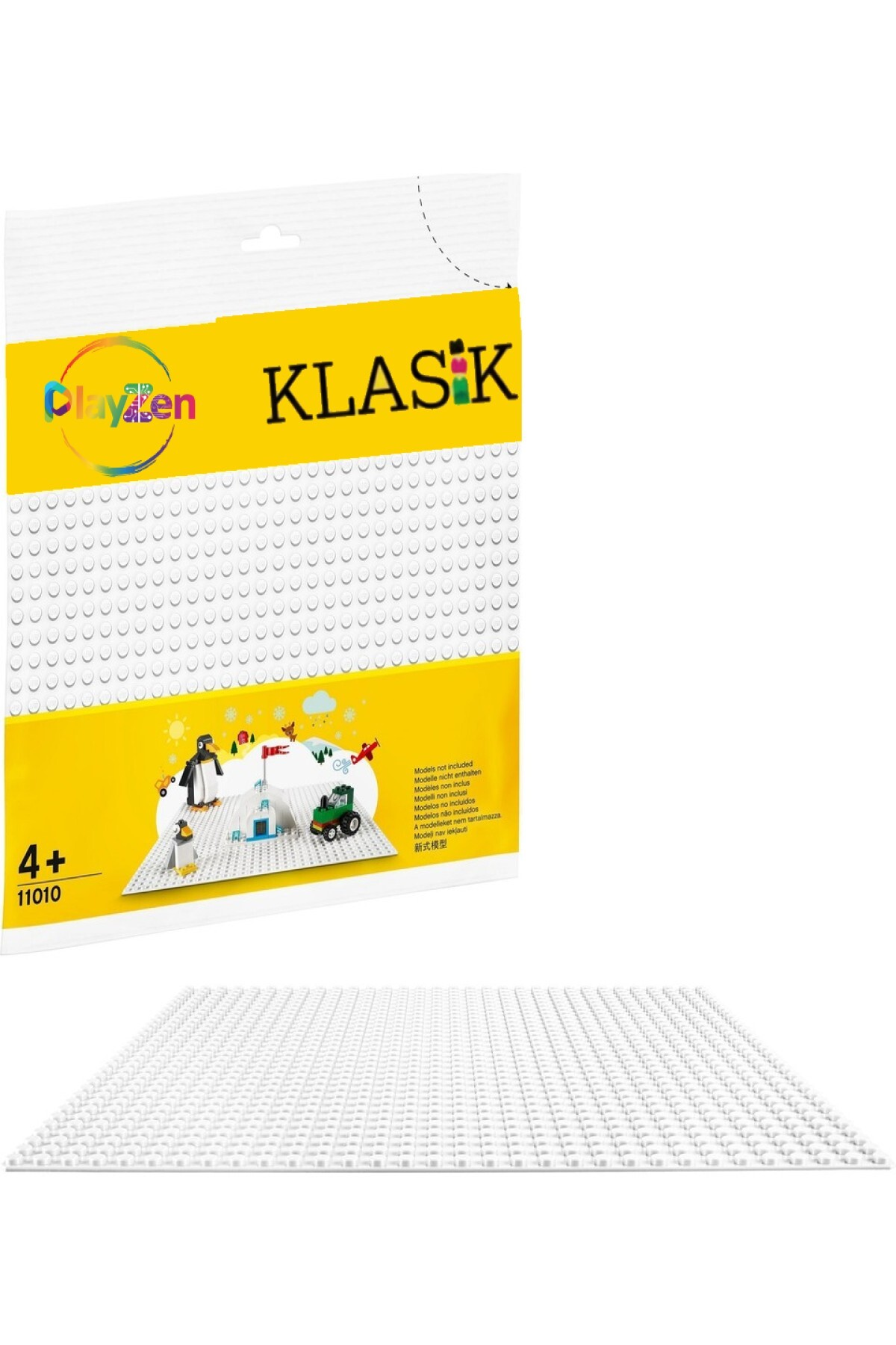 Renkli grafik ve metin içeren beyaz taban plakası. Altında ikinci plaka.
