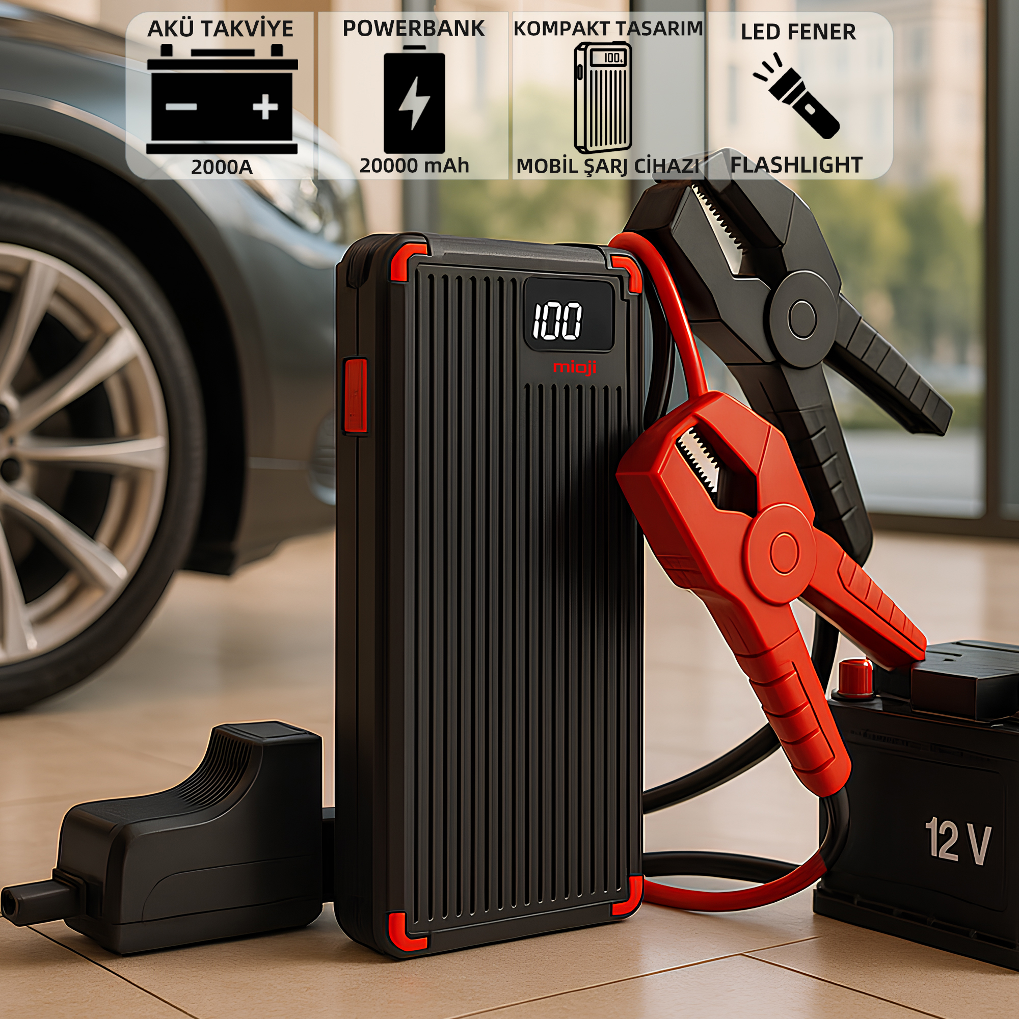 MIOJI Mio D6H Plus 20000mAh 2000A Jump Starter LED Işıklı Akü