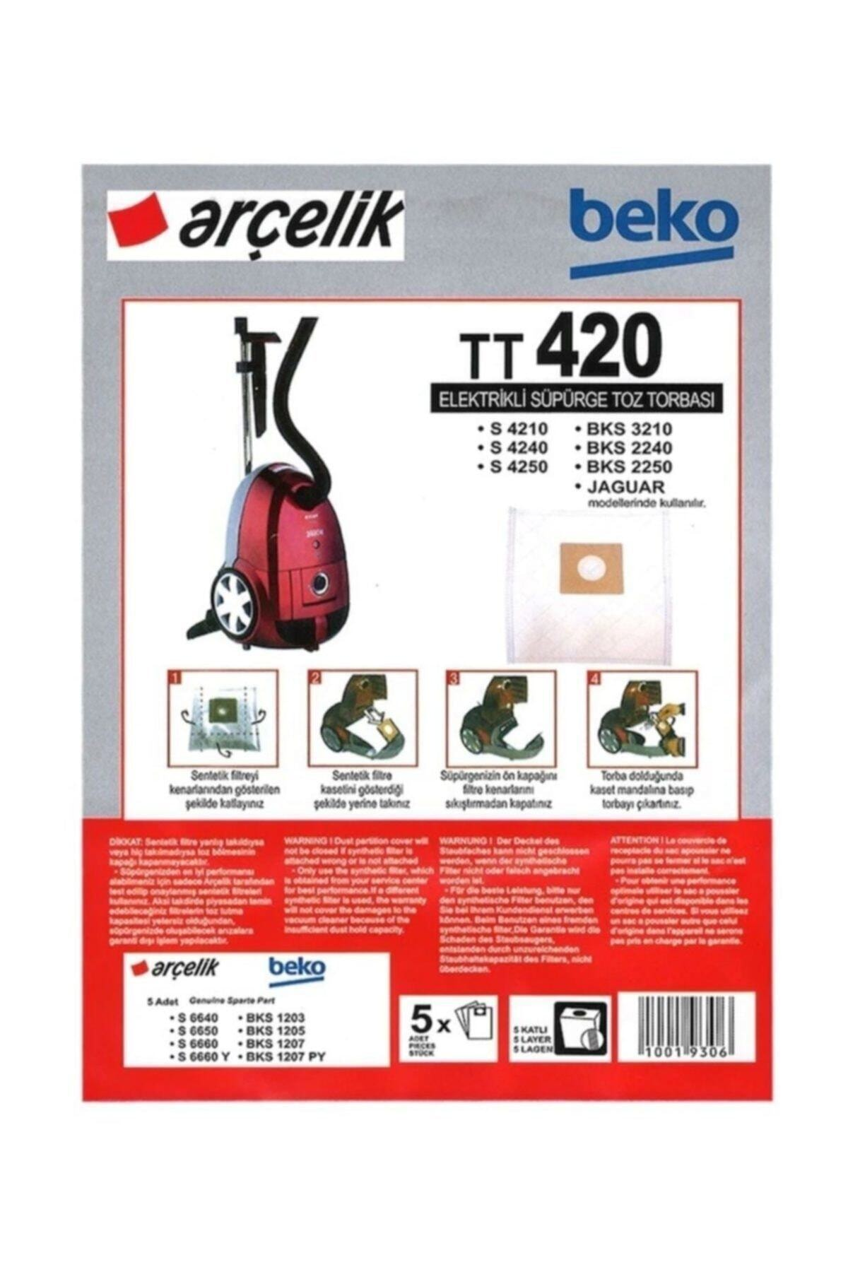 Arçelik ve Beko TT 420 elektrikli süpürge toz torbası, talimatlı.