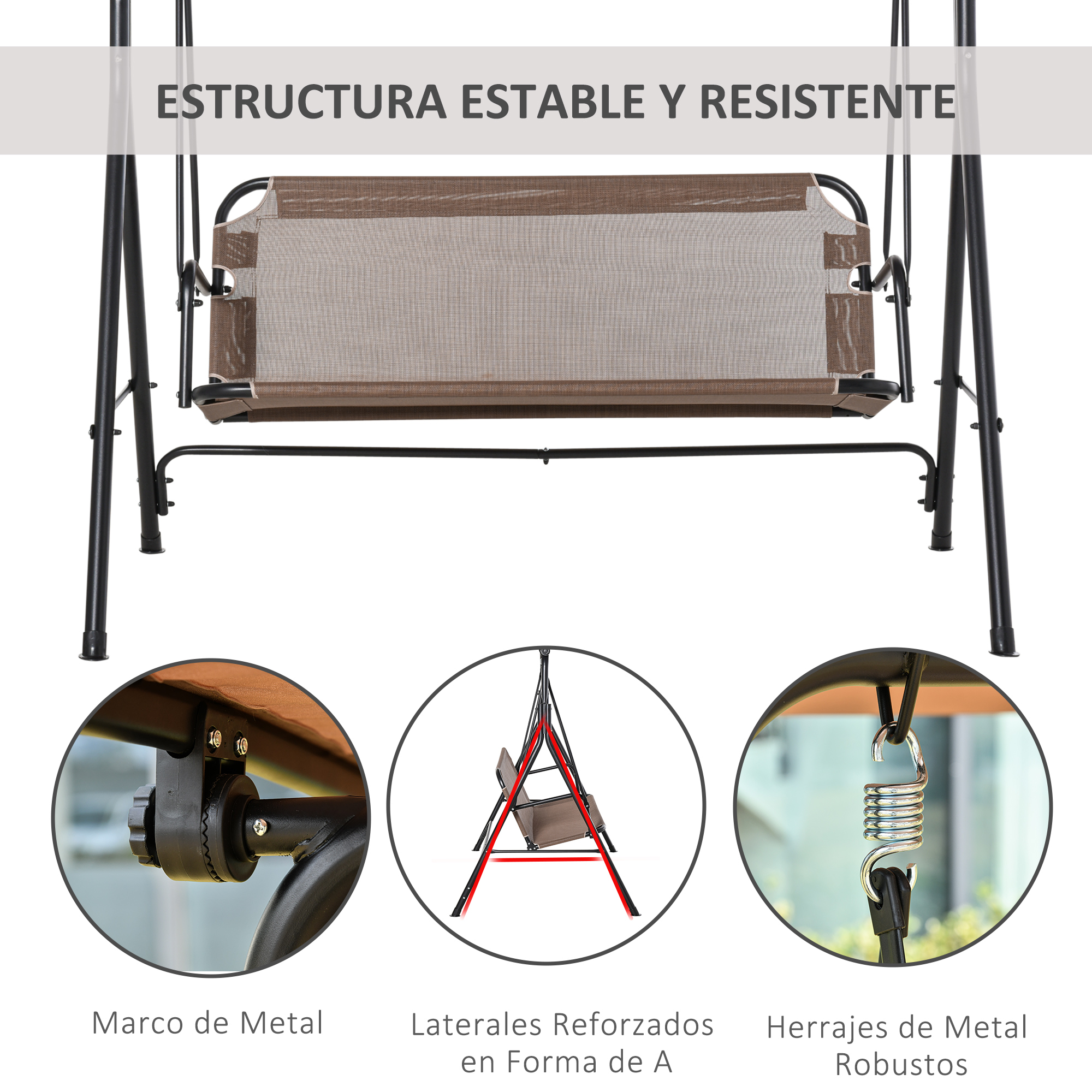 Estructura estable y resistente con marco de metal y refuerzo en A.