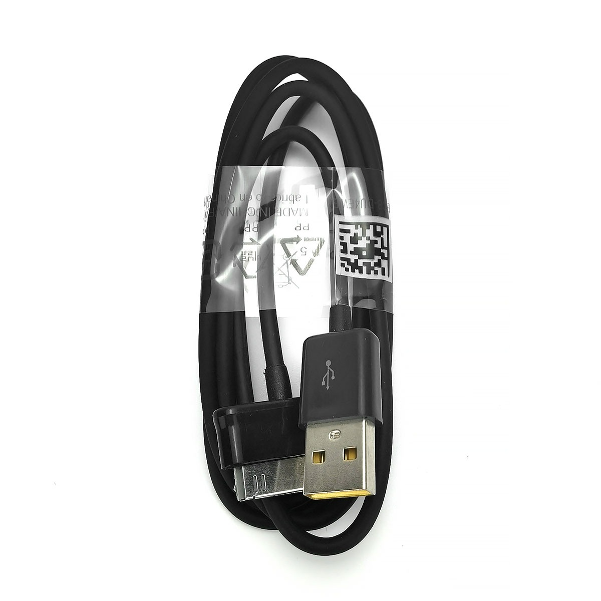 Czarny kabel USB z dwoma złączami, z których jedno jest standardowym złączem USB-A.