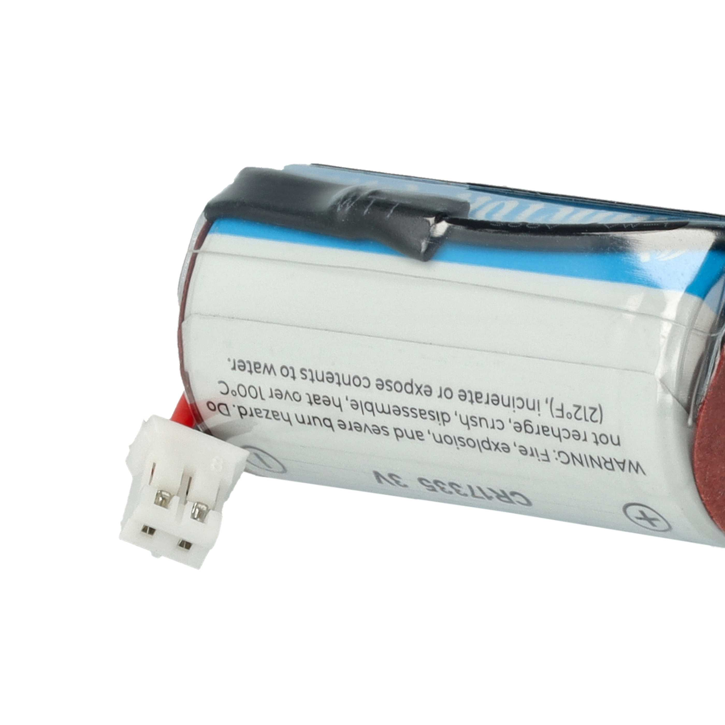 Ein Lithium-Ionen-Akku CR17335 3V mit weißem Anschluss.