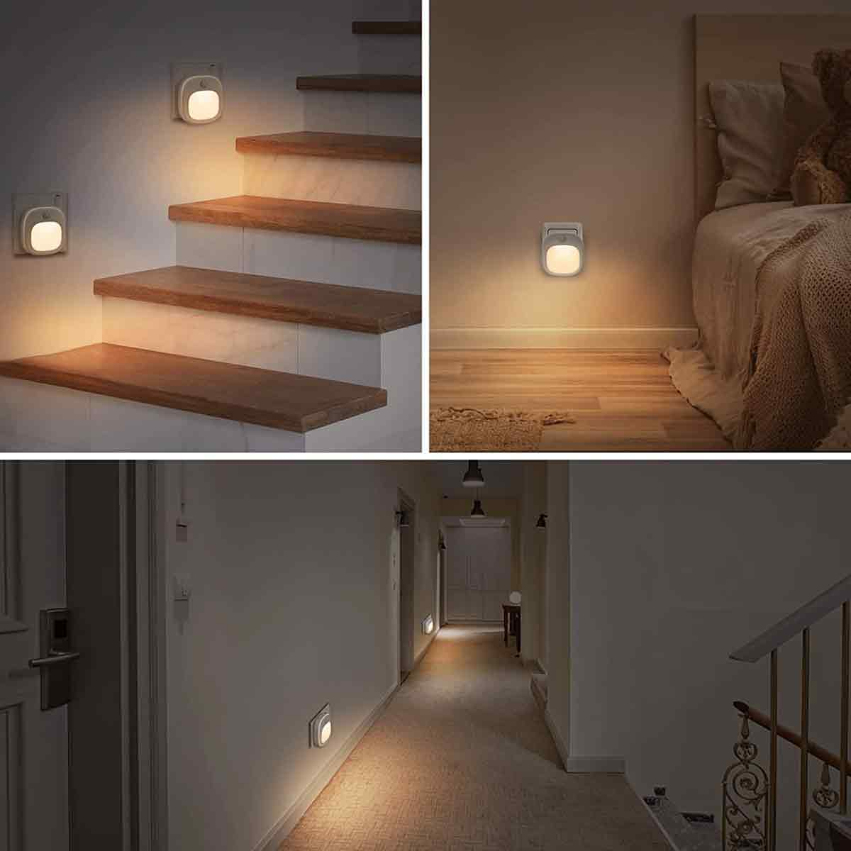 Kompakte Lichter beleuchten Treppen, Flur und Schlafzimmer.
