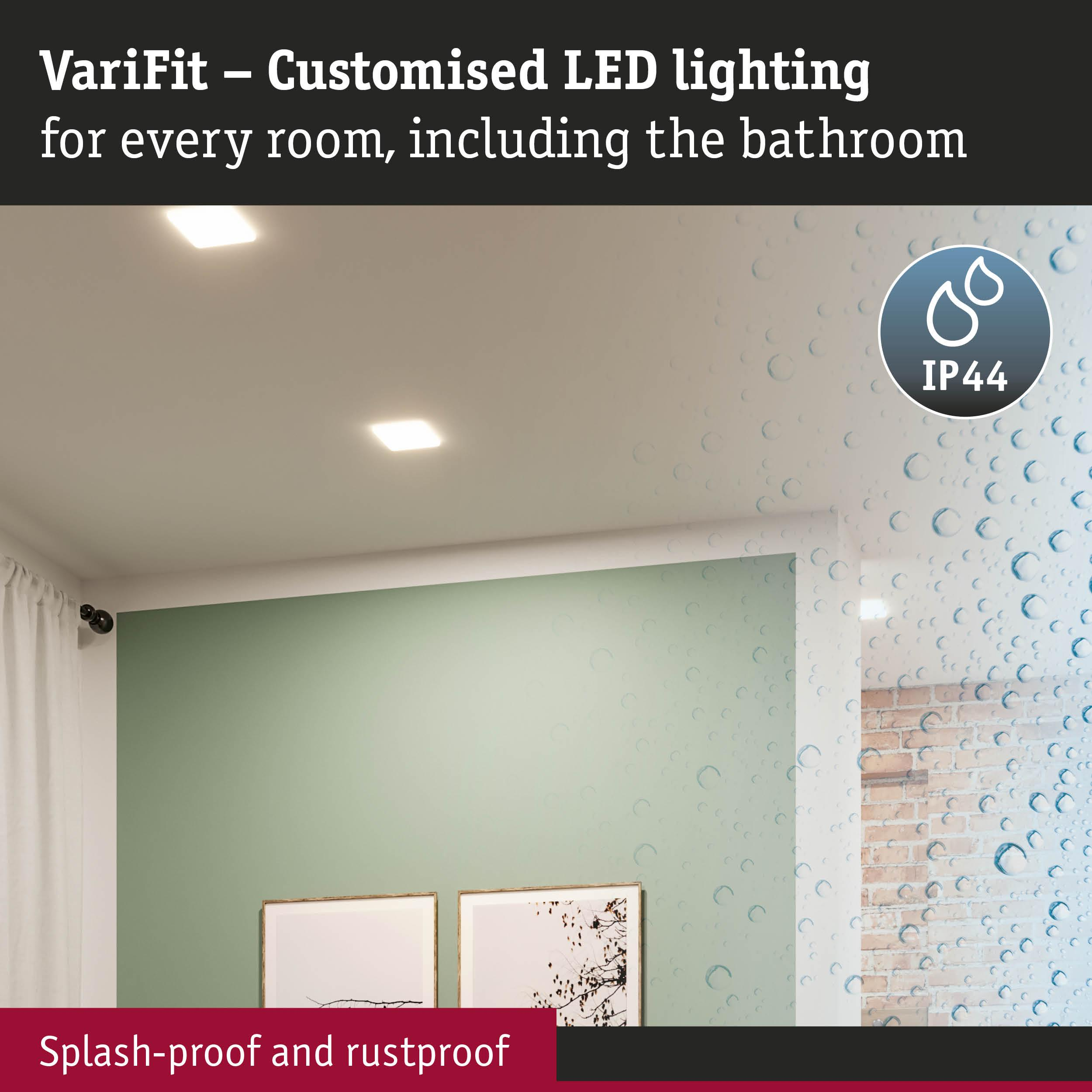 Luce moderna per bagno con grado IP44, resistente agli schizzi e ruggine.