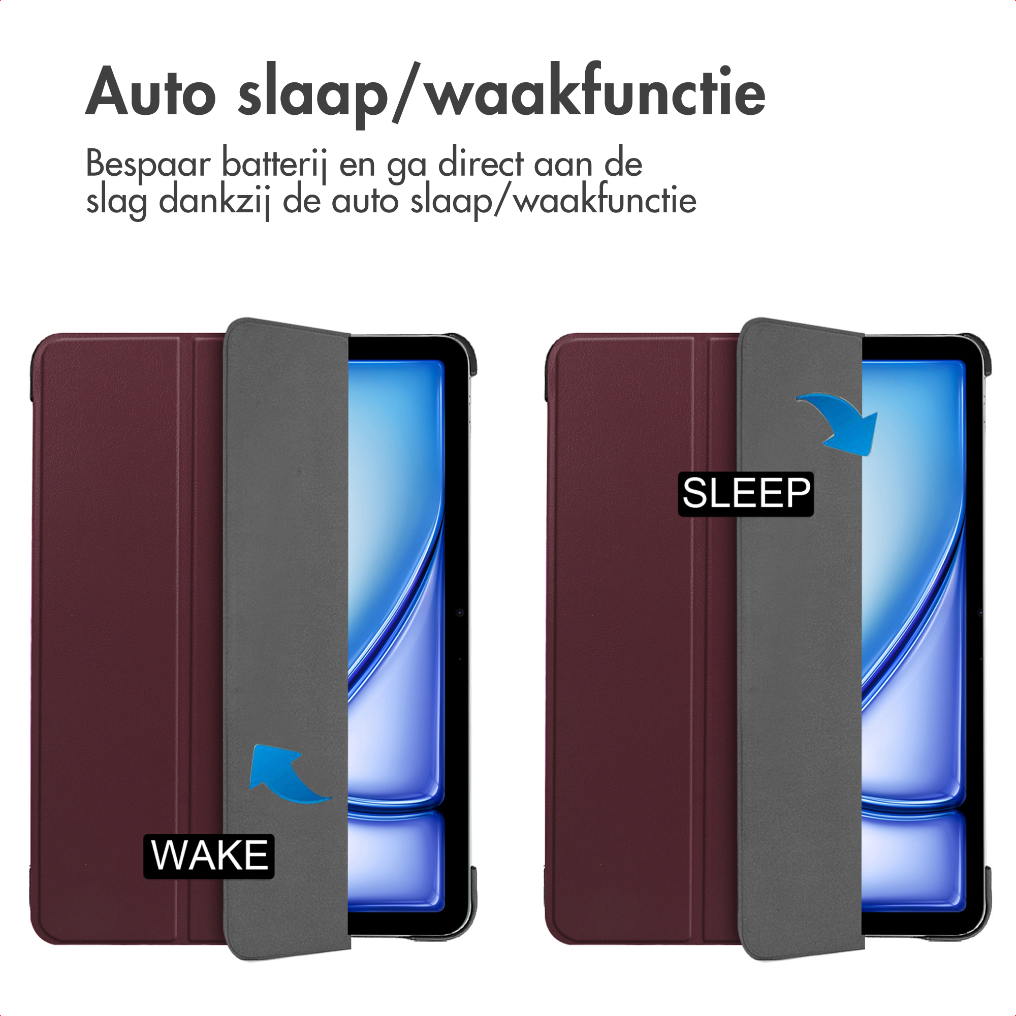 Tablet Hülle mit Auto-Sleep/Wake-Funktion, in Rot und Grau.