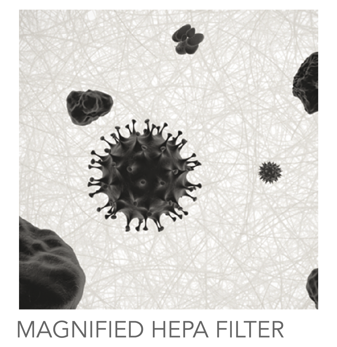 Viren und Partikel auf einem HEPA-Filter.