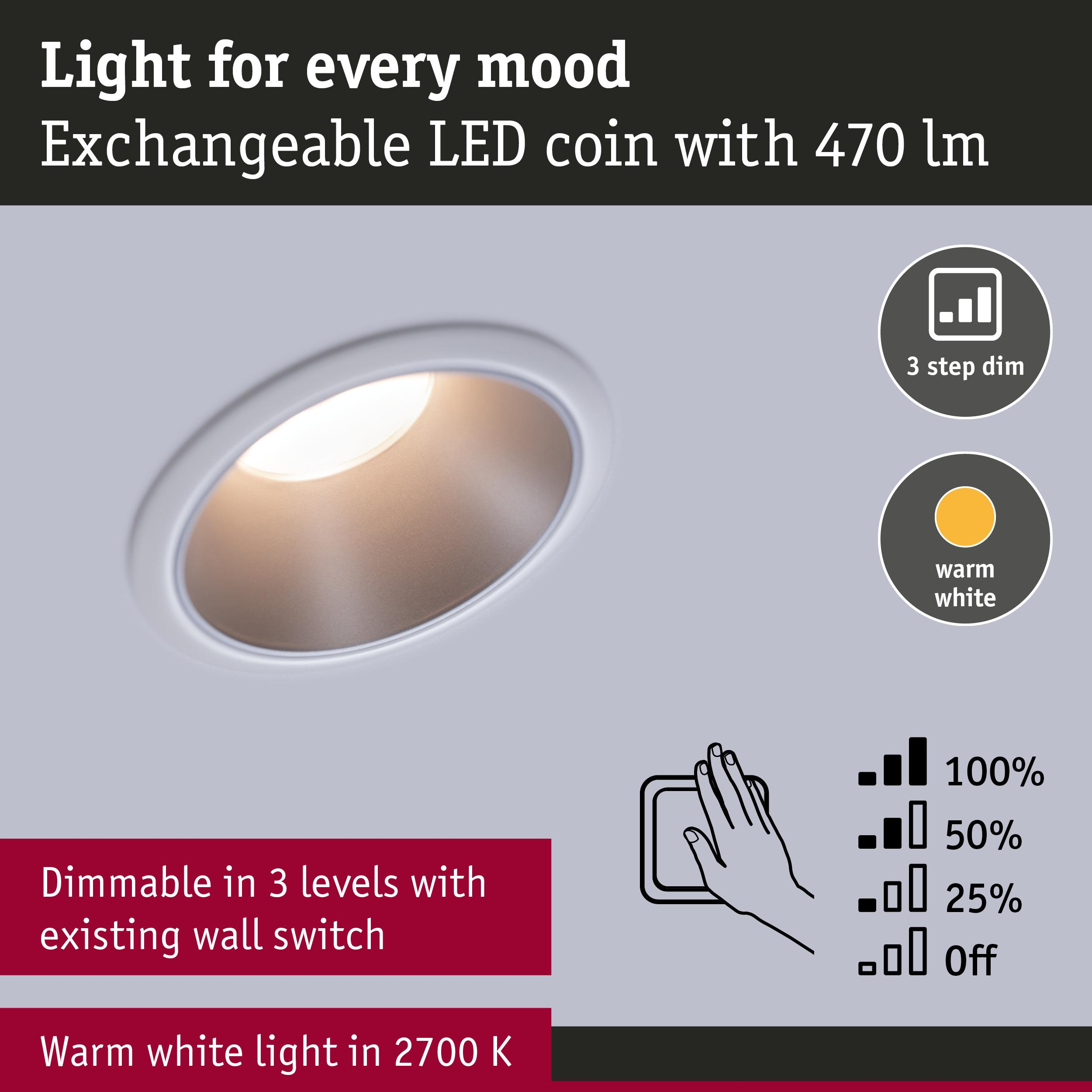 Lampa LED 470 lm, ściemniana 3-stopniowo, ciepłe białe światło.