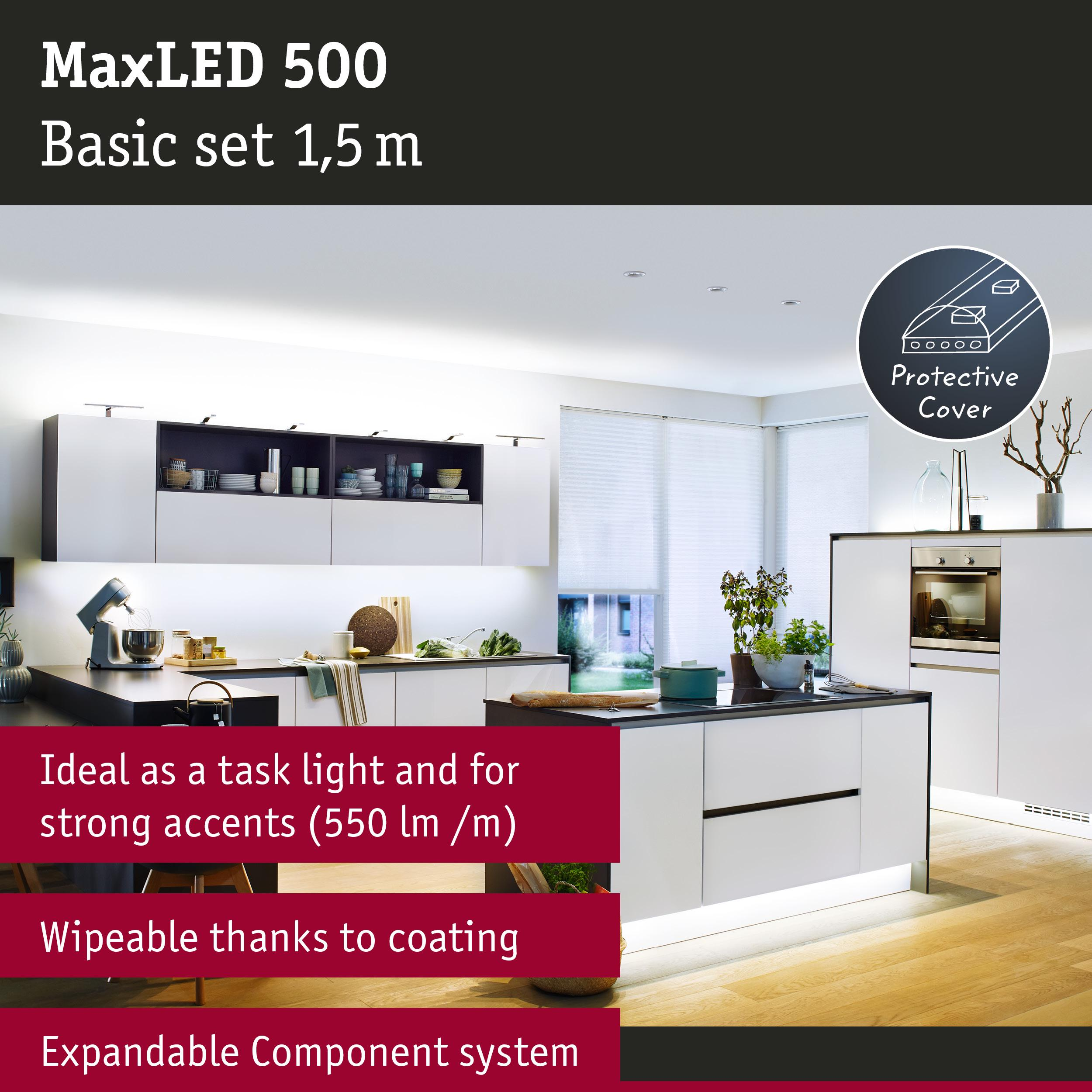Moderne Küche mit MaxLED 500, ideal als Arbeitslicht.