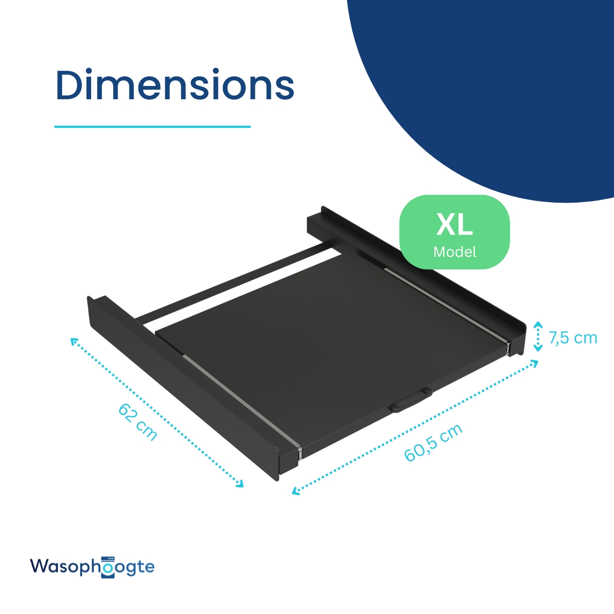 Black XL model with dimensions 62x60.5x7.5 cm.