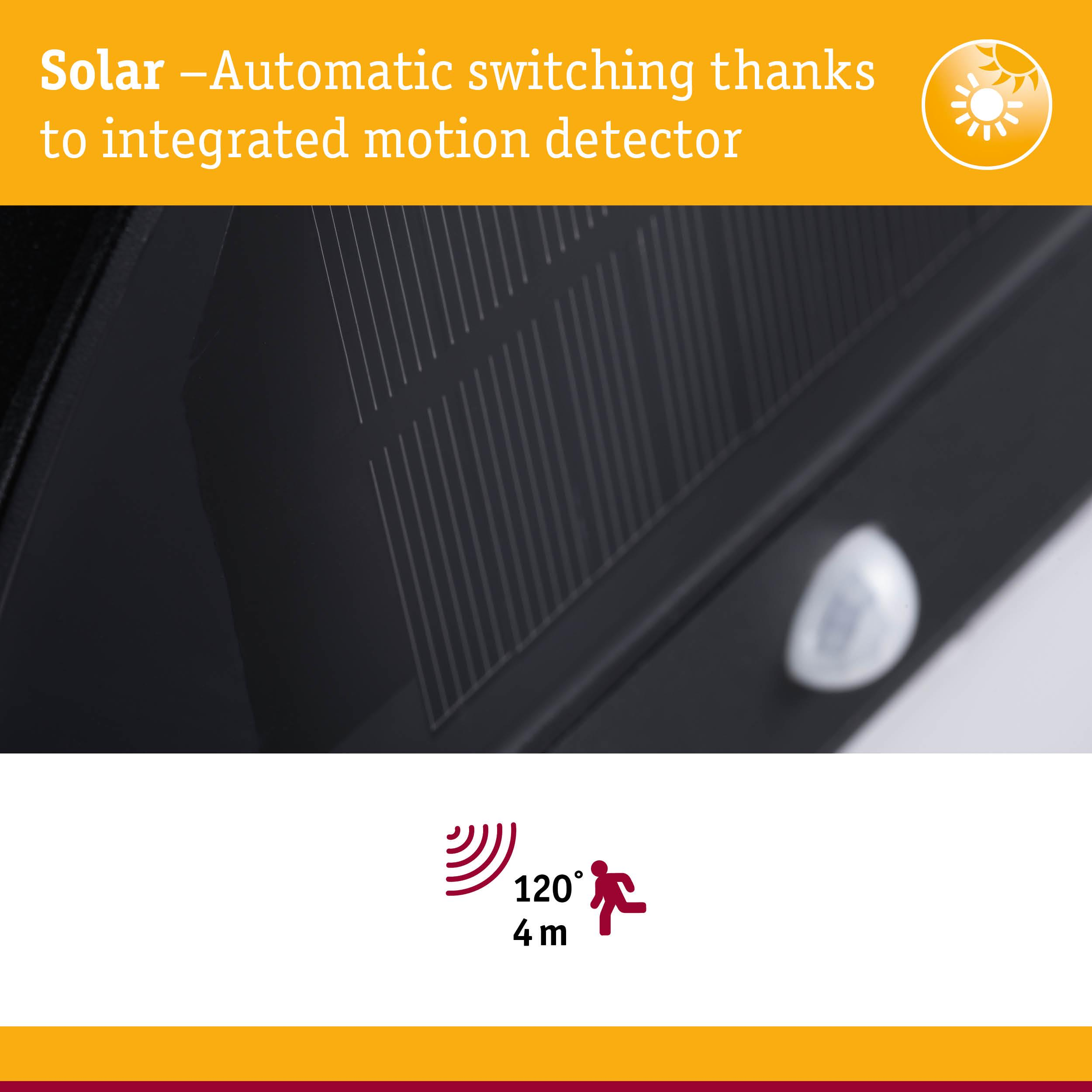 Lampa solarna z czujnikiem ruchu, 120 stopni, zasięg 4m.