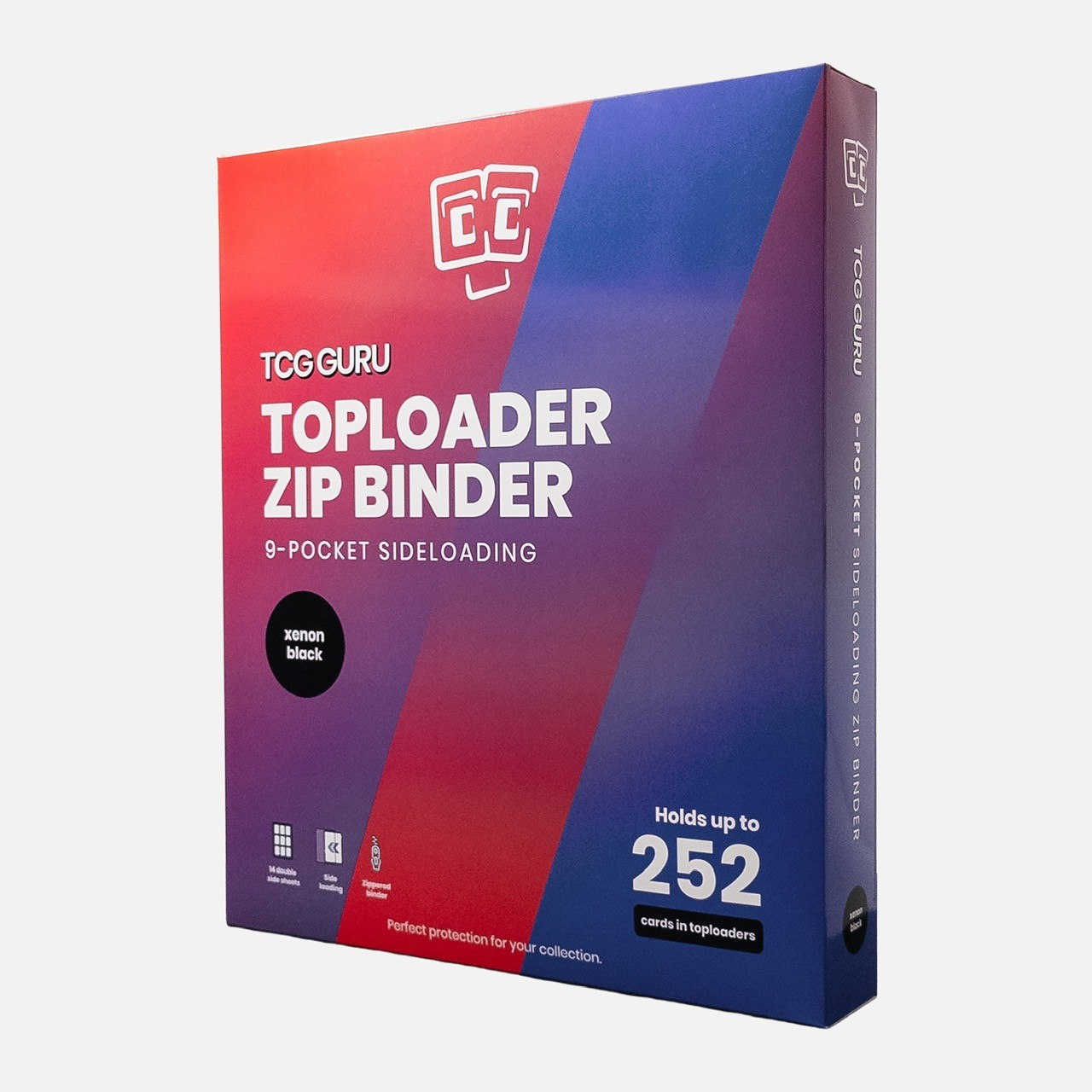 TCG Guru Toploader Zip Binder, 9 Taschen, Sideloading, schwarz.