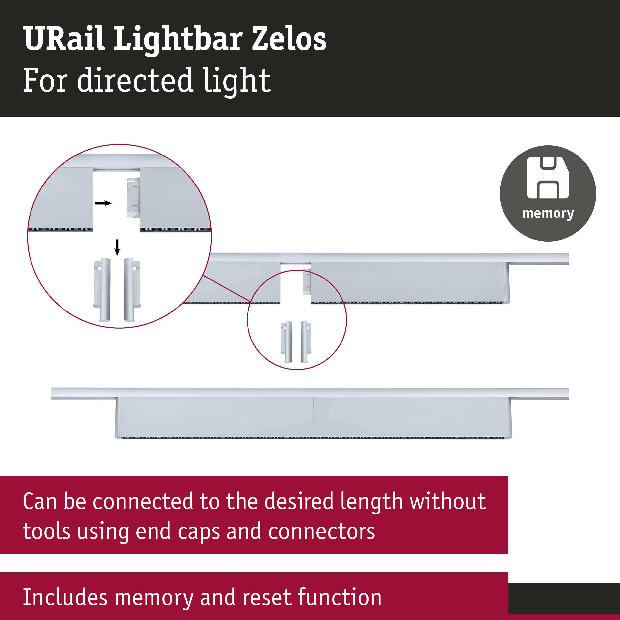 URail Lightbar Zelos: Montage von Lichtleisten mit Verbindern und Endkappen.