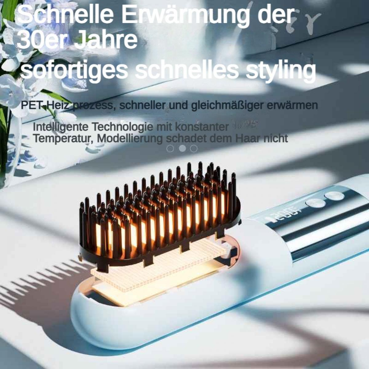 Ein beheizter Kamm mit Borsten erhitzt sich schnell für schnelles Styling.
