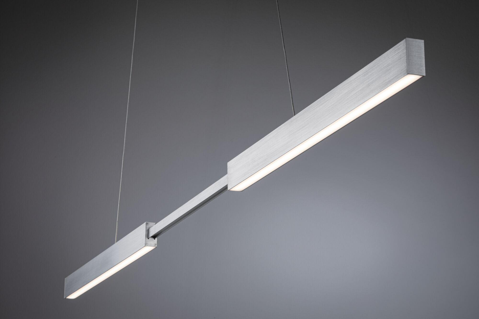 Une barre lumineuse moderne en métal suspendue avec éclairage LED.