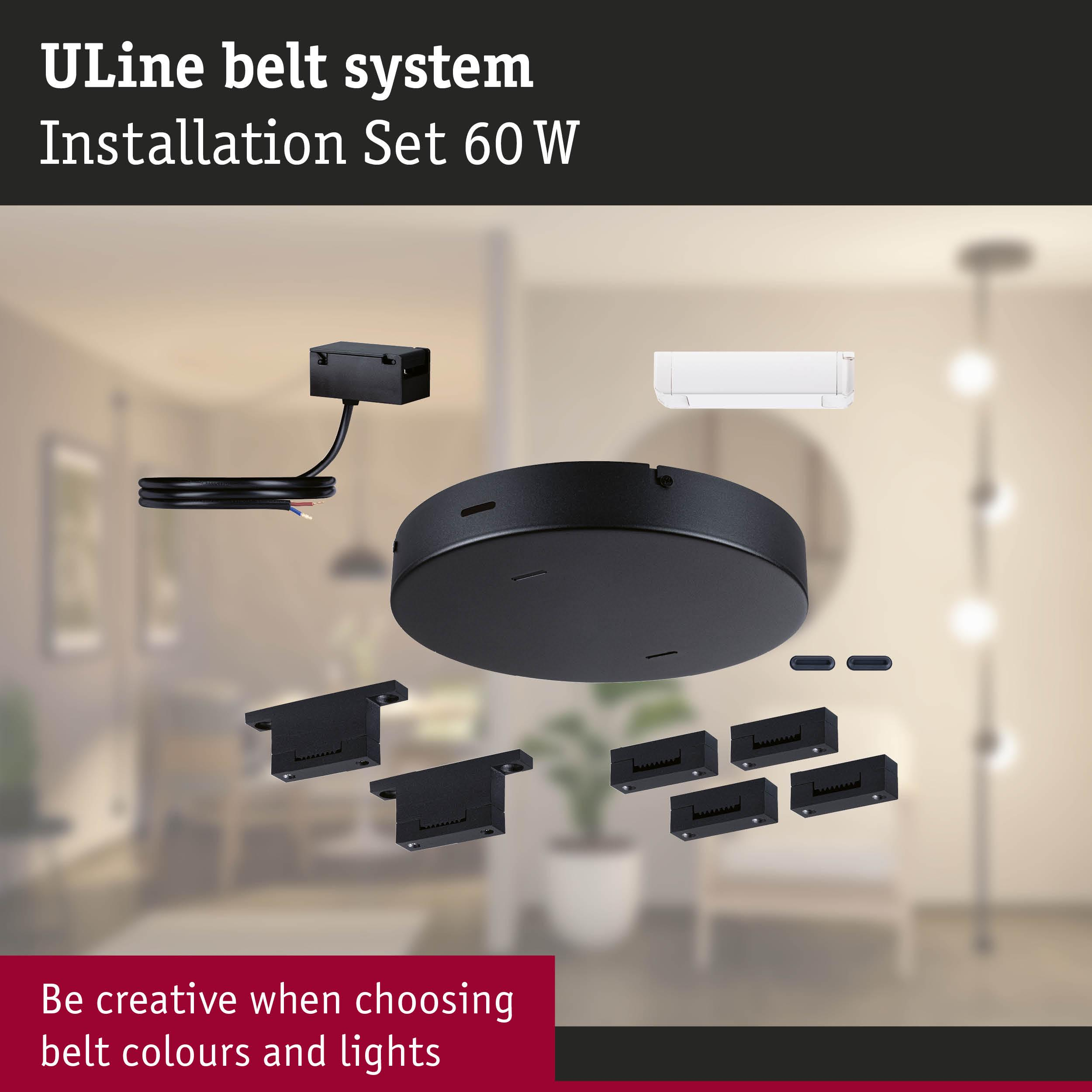 System szynowy Uline, zestaw instalacyjny 60W z elementami.