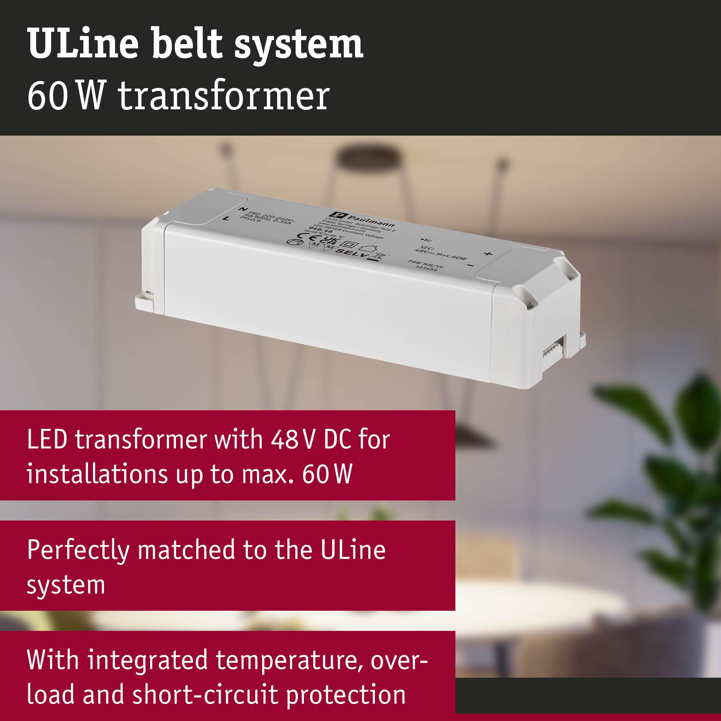 Un transformateur LED blanc 48V DC, 60W pour le système ULine.