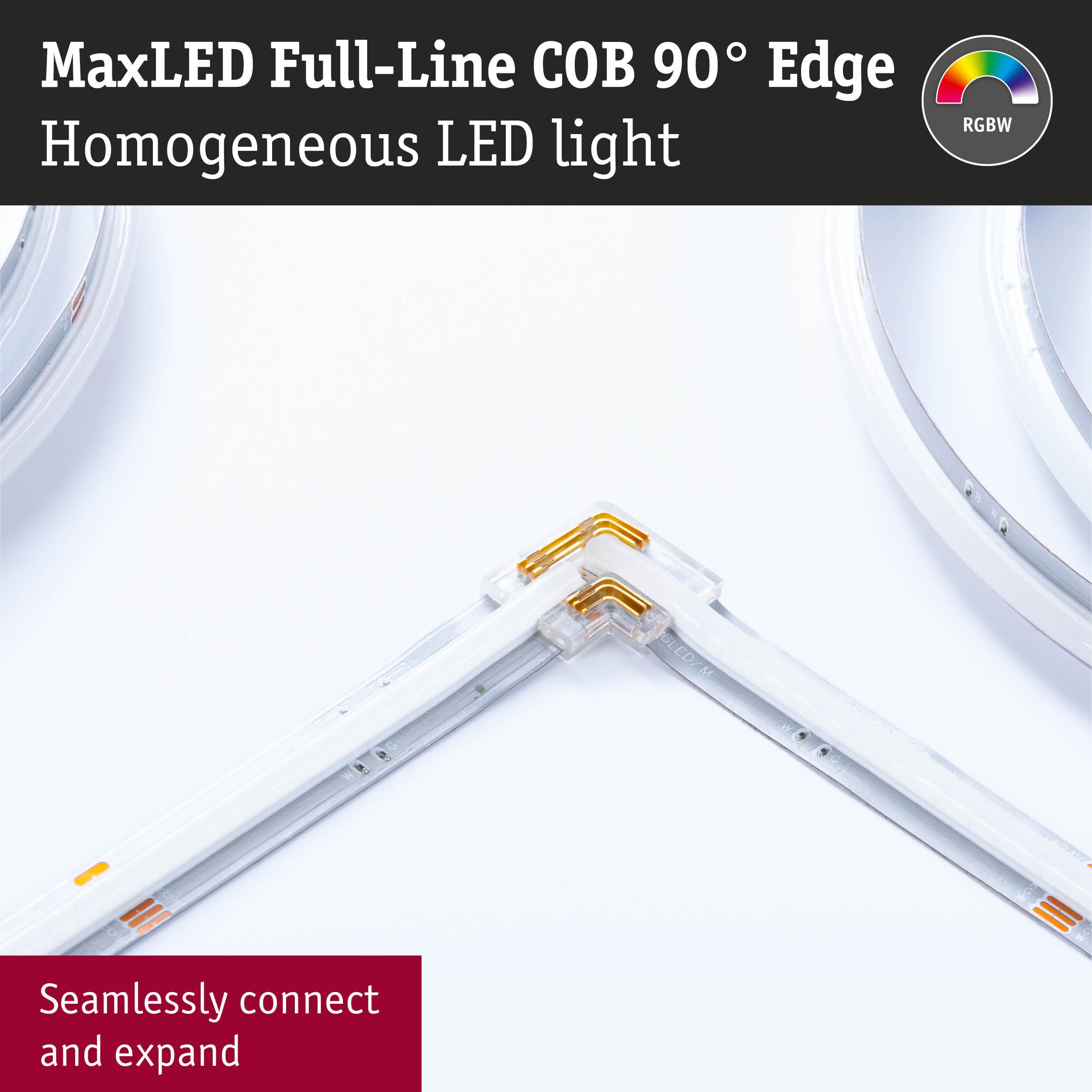 LED-Streifen im Winkel verbunden mit RGBW-Symbol.