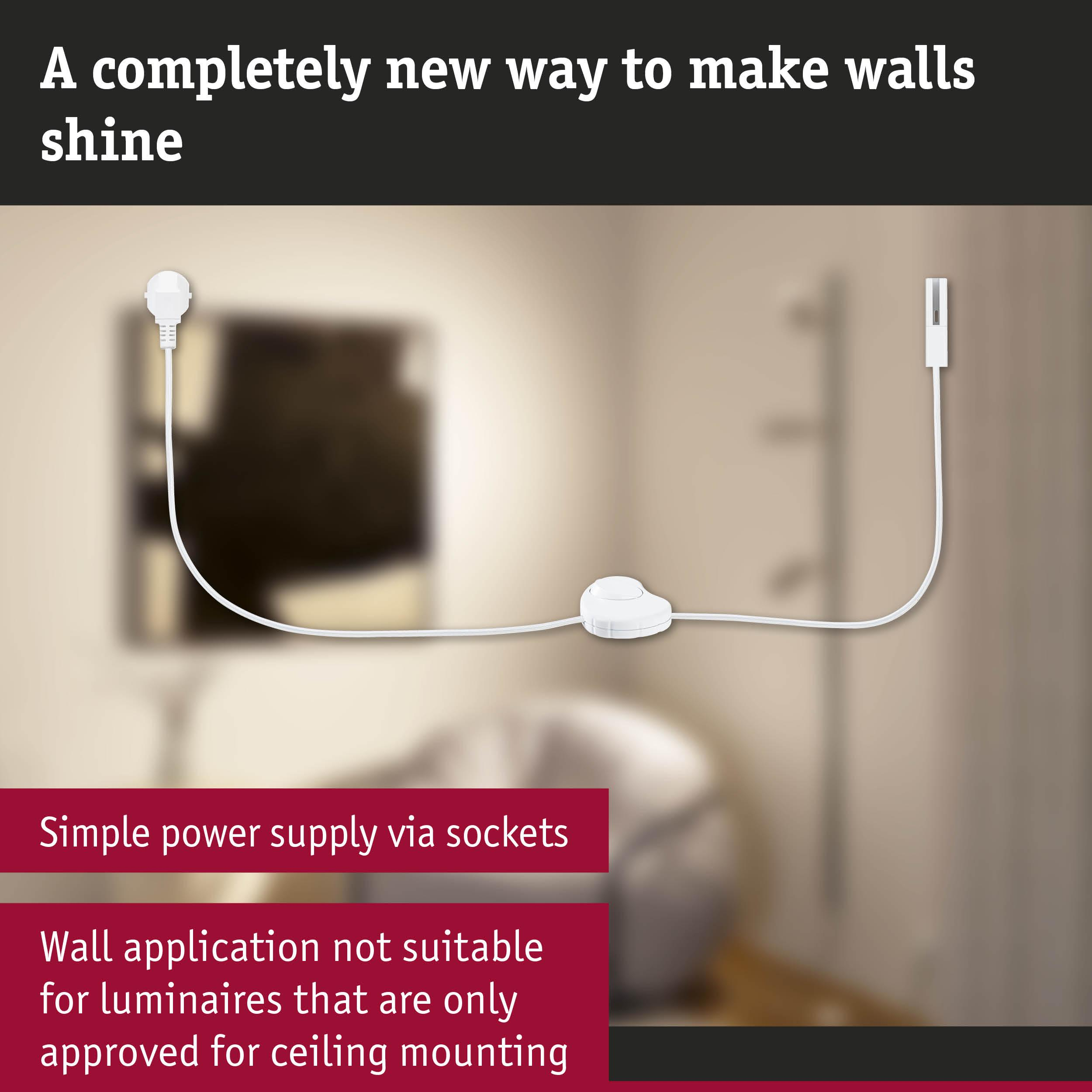 Ein Stecker und ein Netzteil für Wandsockel.