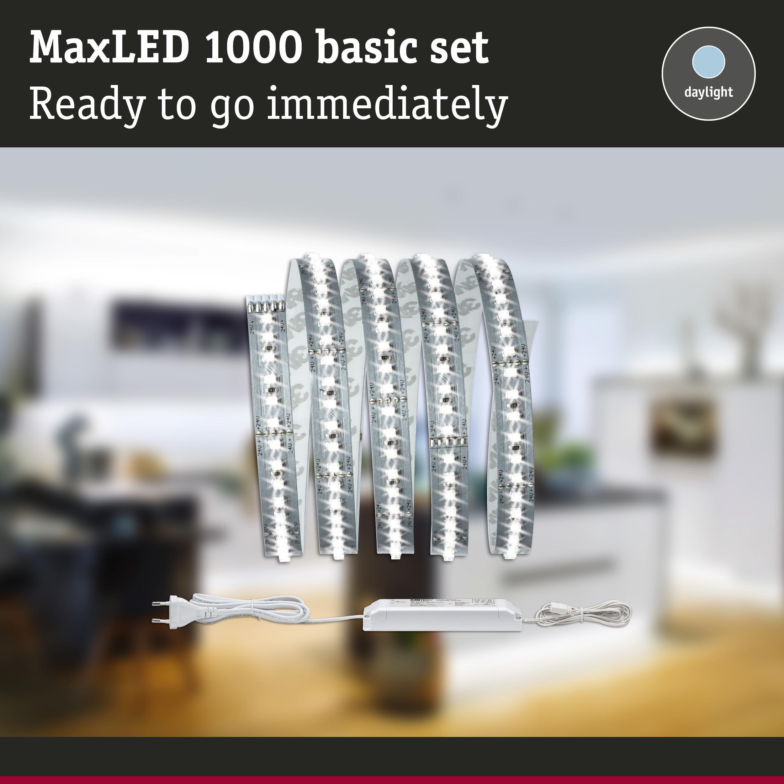 LED-Streifen mit Netzteil und Stecker für sofortige Nutzung.