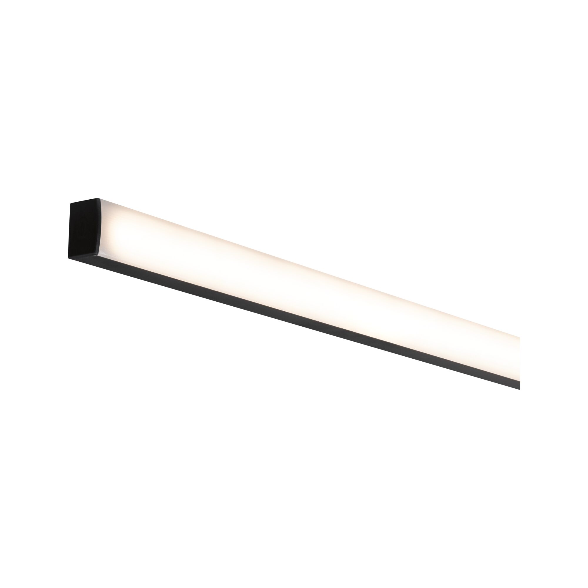 Czarna, prostokątna oprawa z żarzącym się białym paskiem.