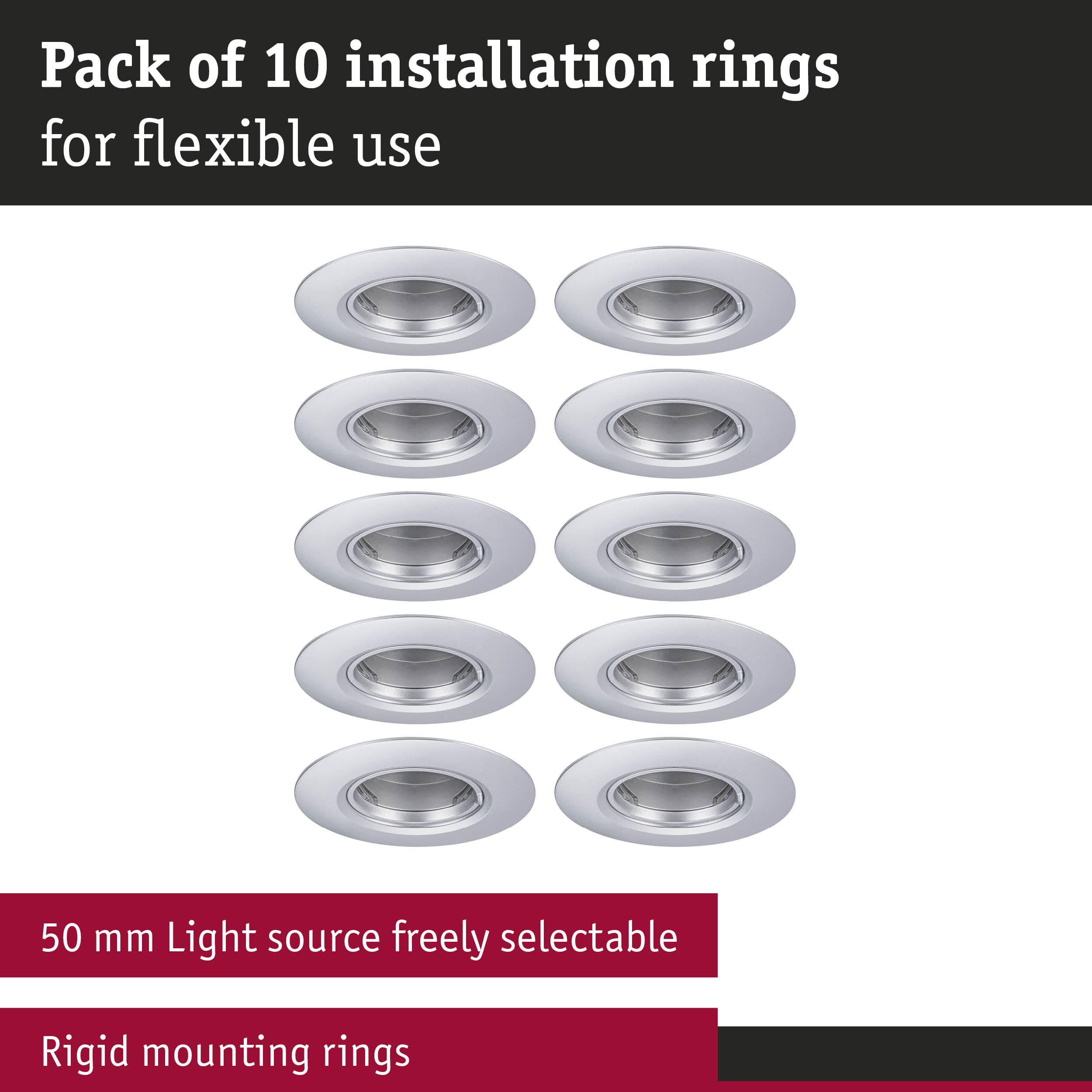 Opakowanie 10 pierścieni montażowych do elastycznego użytku.