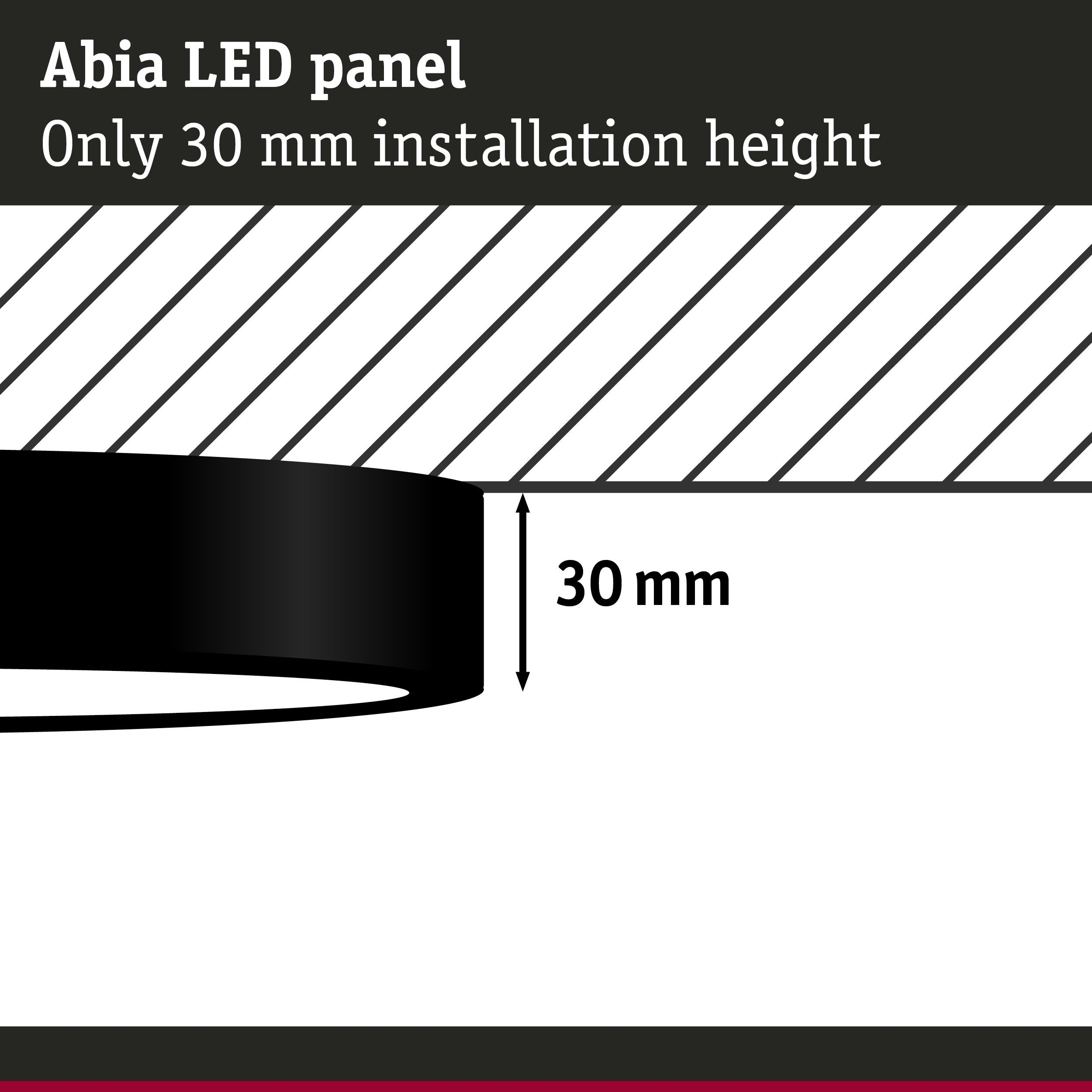 Panel LED Abia, tylko 30 mm wysokości montażu ze strzałką.