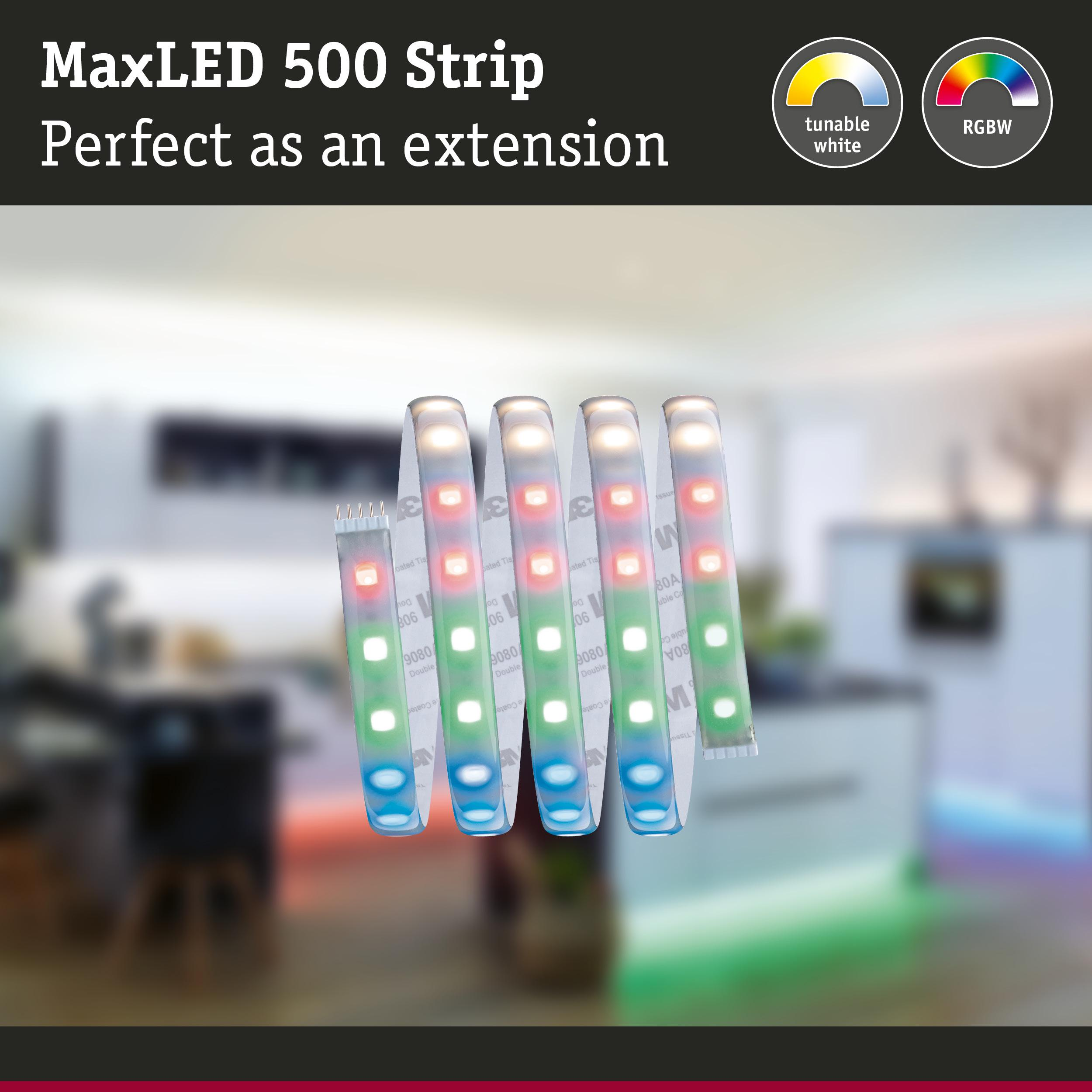 MaxLED 500 Strip mit bunten LEDs, perfekt als Erweiterung, in Küche.