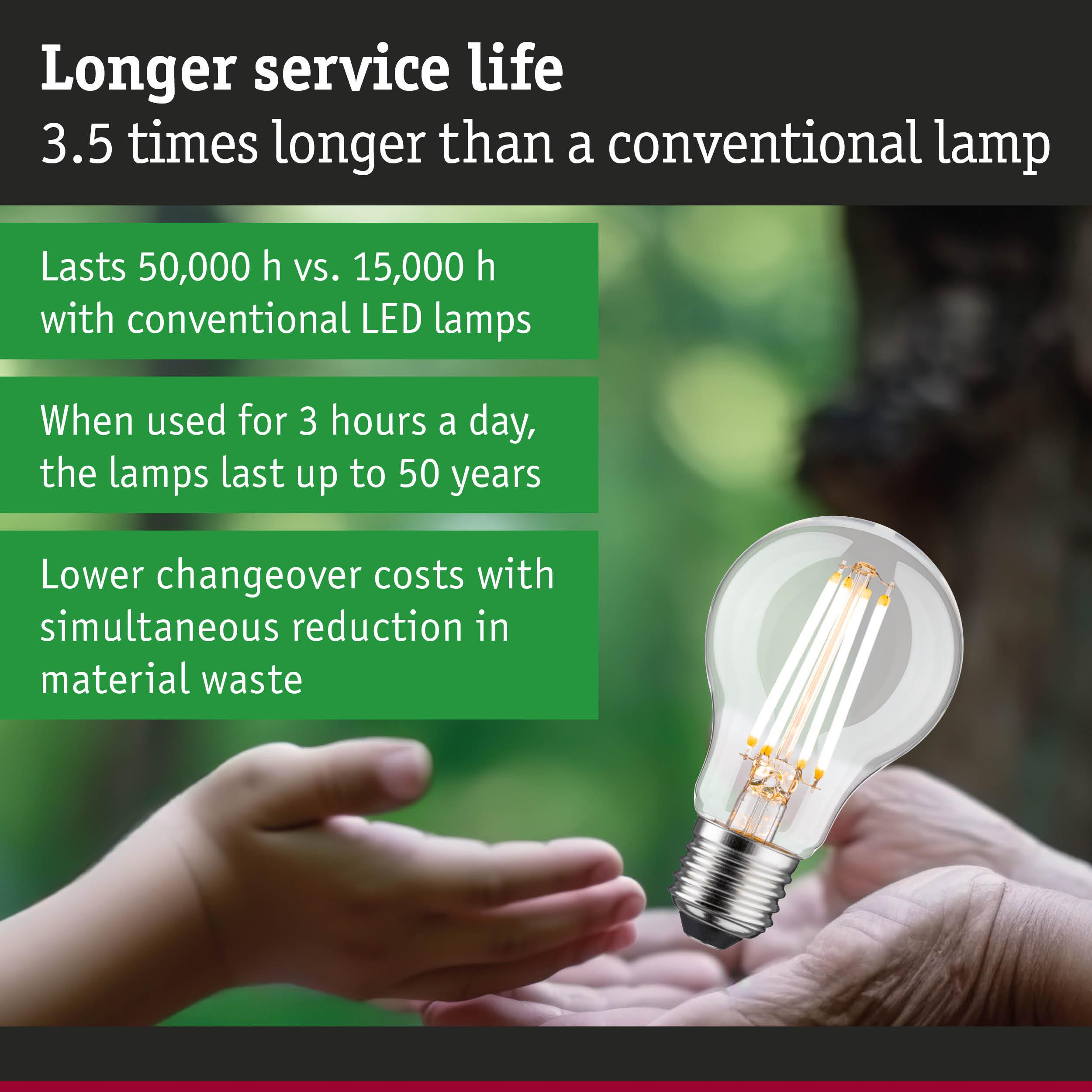 Hände halten eine LED-Lampe vor unscharfem grünen Hintergrund.