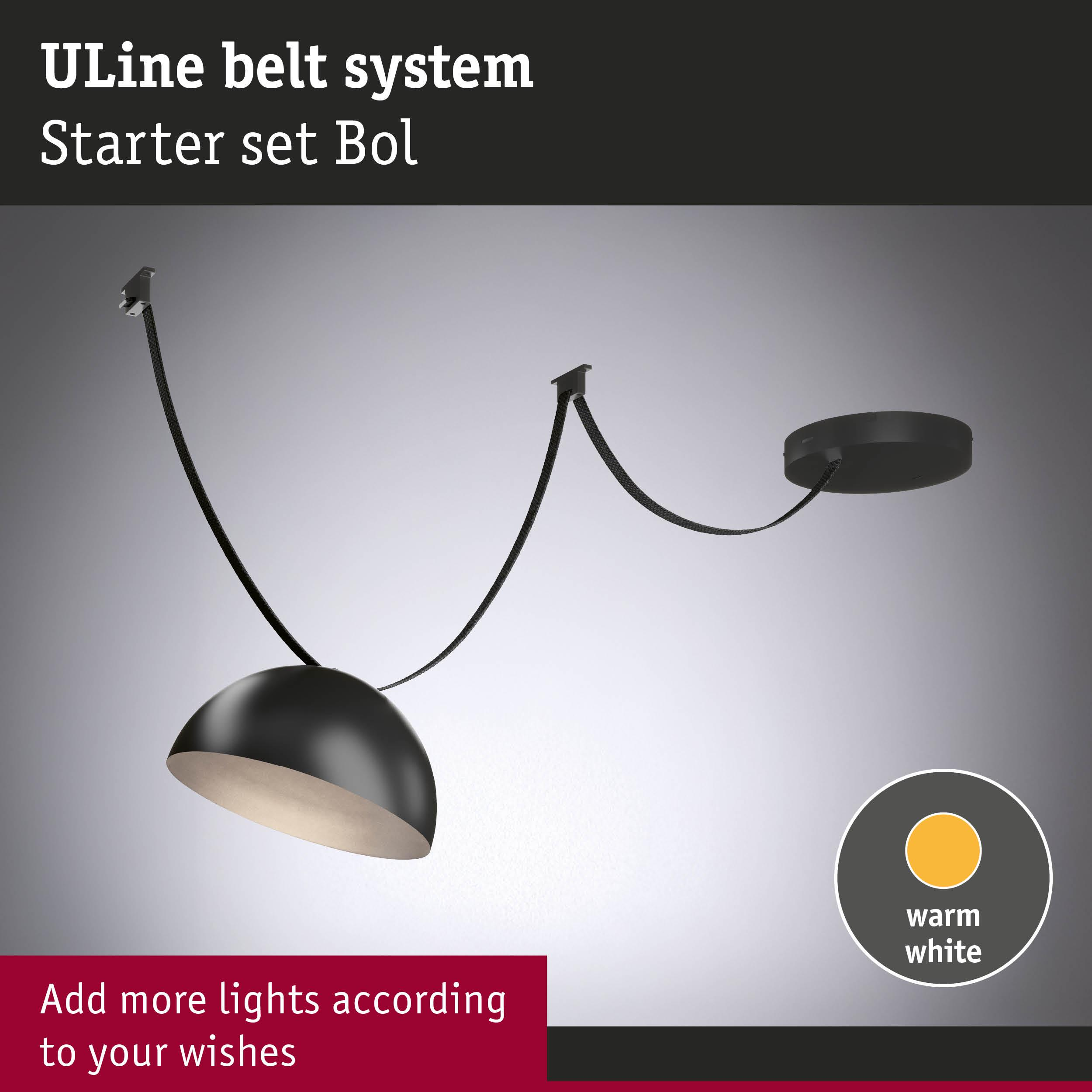 Czarna lampa wisząca z kablem i mocowaniem sufitowym. Ciepła biel.