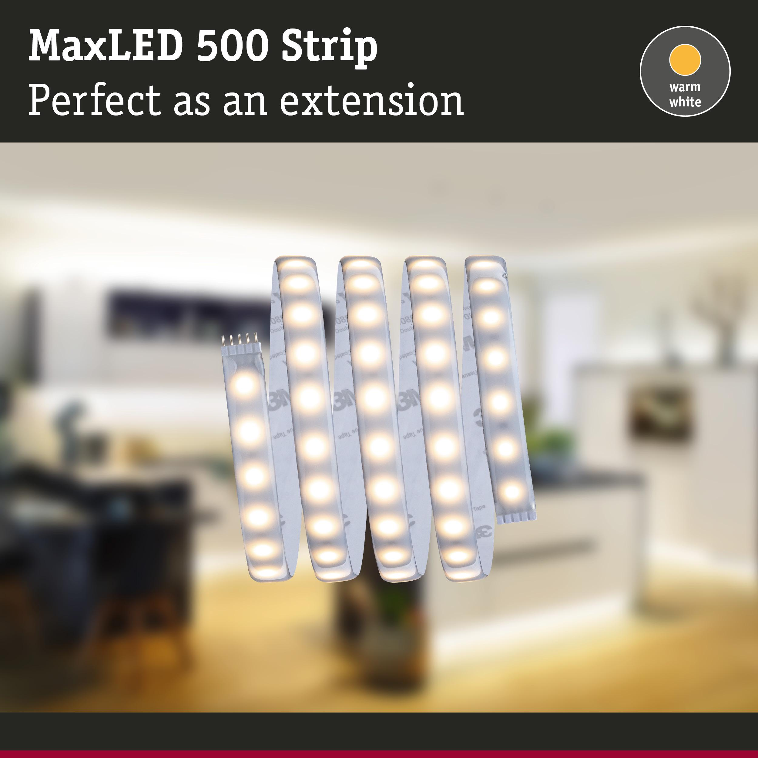 Eine MaxLED 500 LED-Lichtleiste mit warmweißer Beleuchtung.
