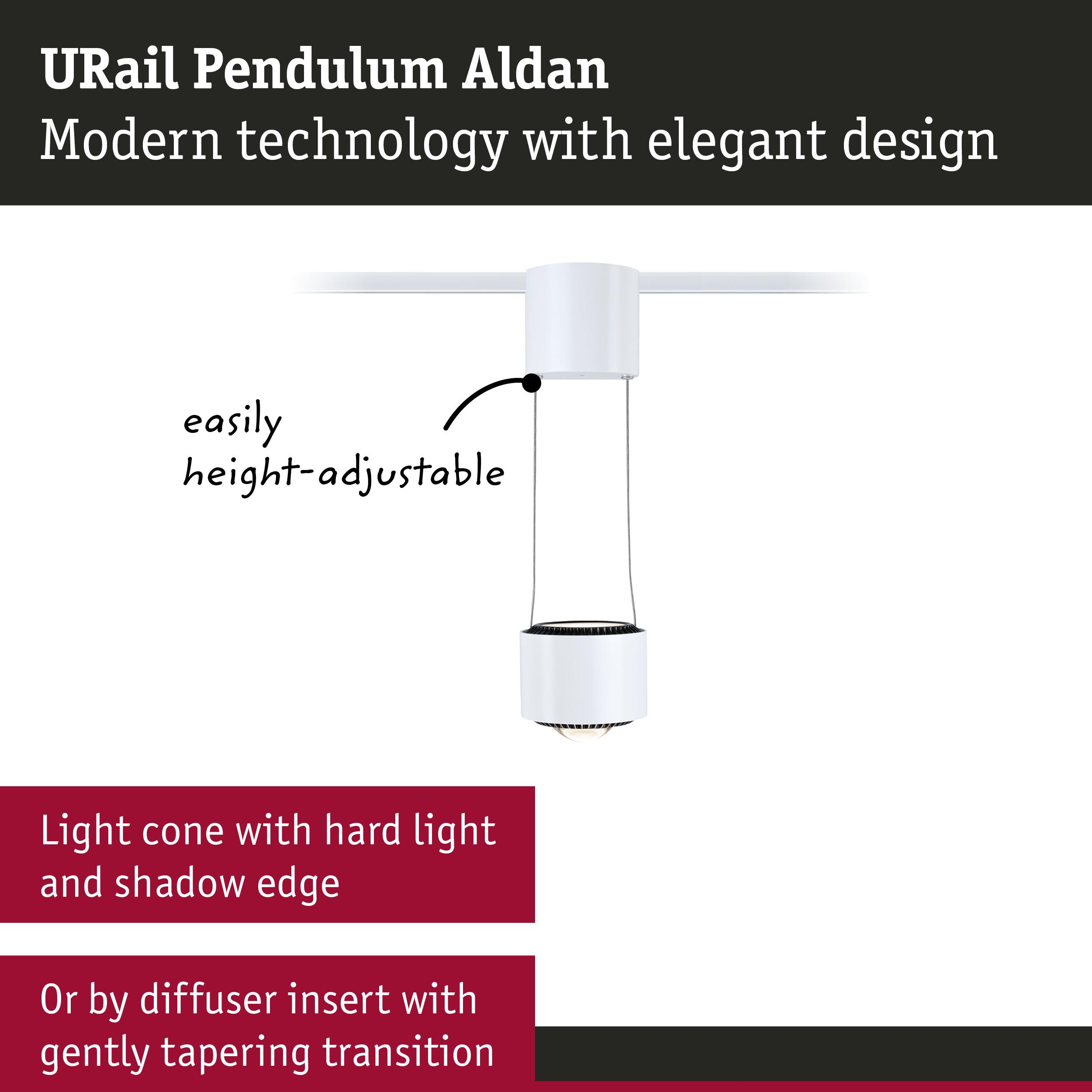 URail Pendulum Aldan Lampe, höhenverstellbar, mit Lichtkegel.