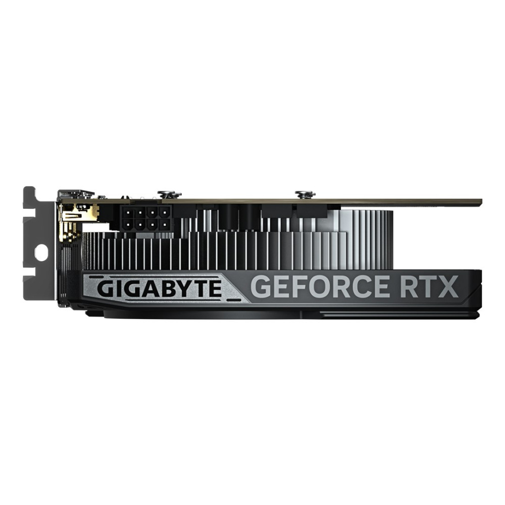Karta graficzna Gigabyte GeForce RTX z wentylatorami i złączami.