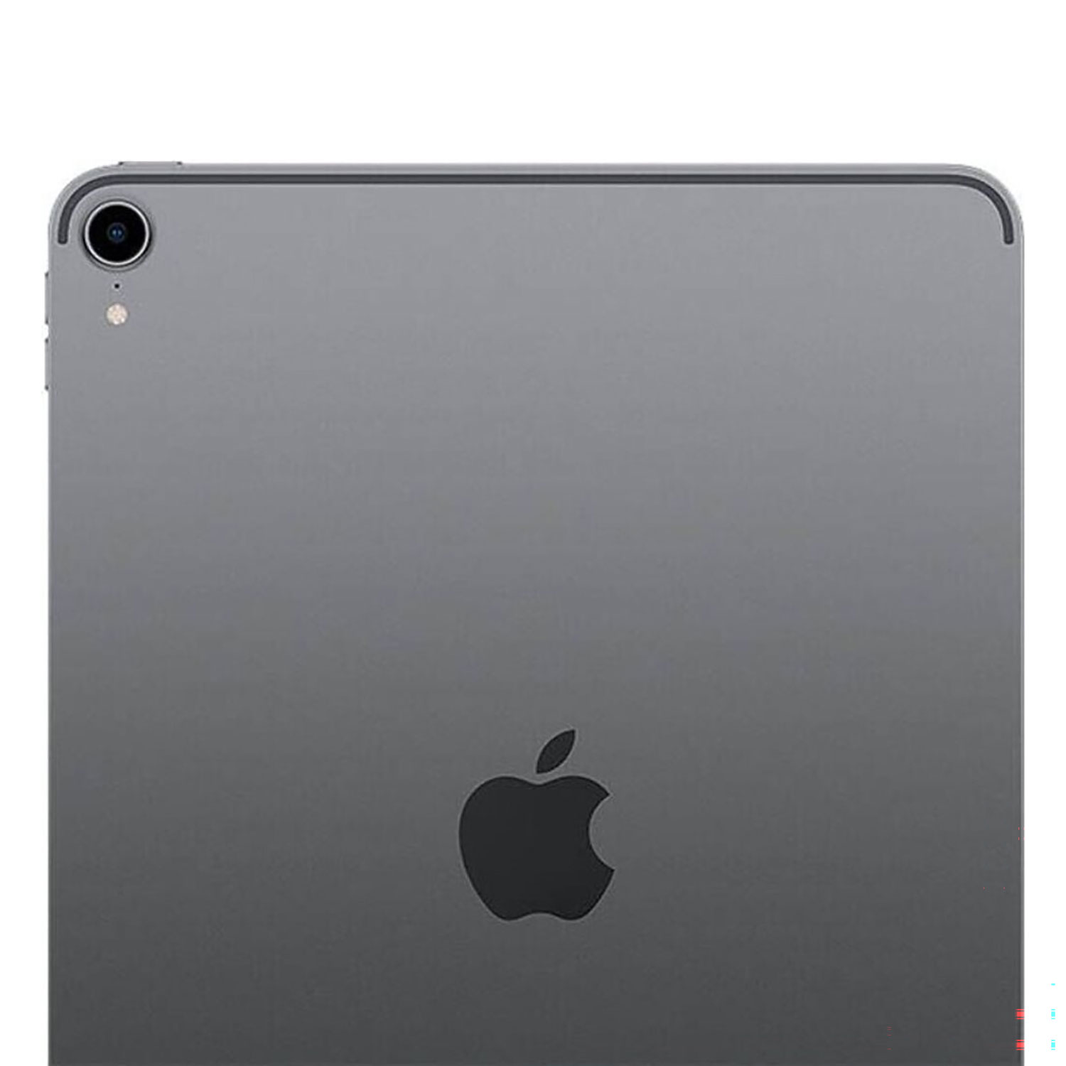 Achterkant van een grijze iPad met Apple-logo en cameralens.