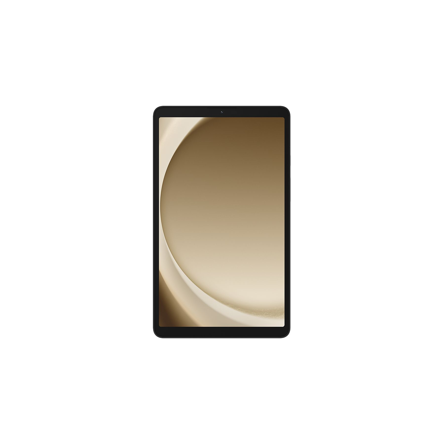 Kahverengi ve altın duvar kağıdı gösteren siyah bir tablet.